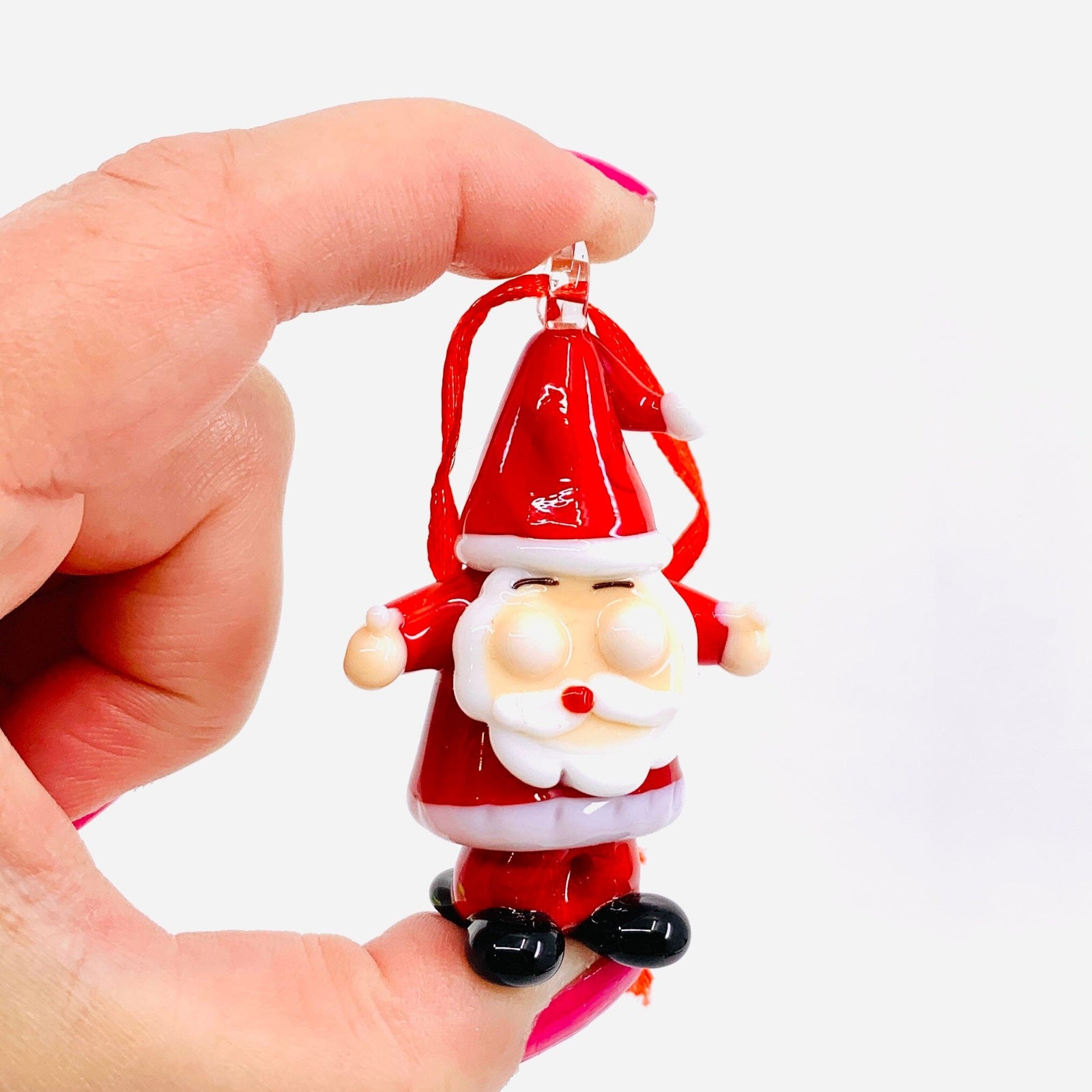Santa Artglass Ornament Miniature C&F Enterprises 
