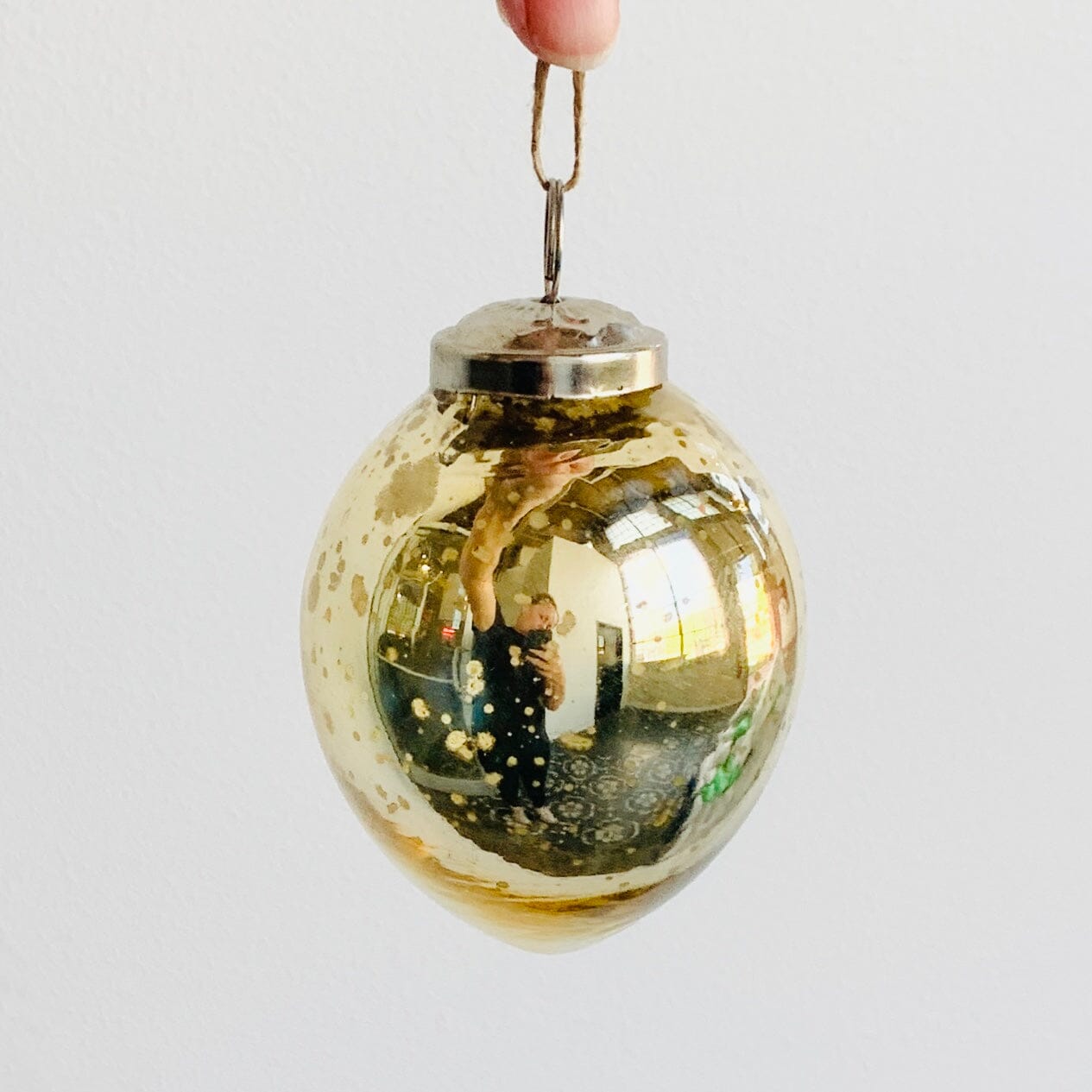 Mercury Glass Oval Ornament 60, Gold India House Brass 