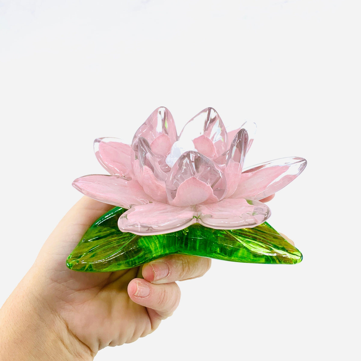Glass Lotus Flower, Pink Decor Diamond Star 