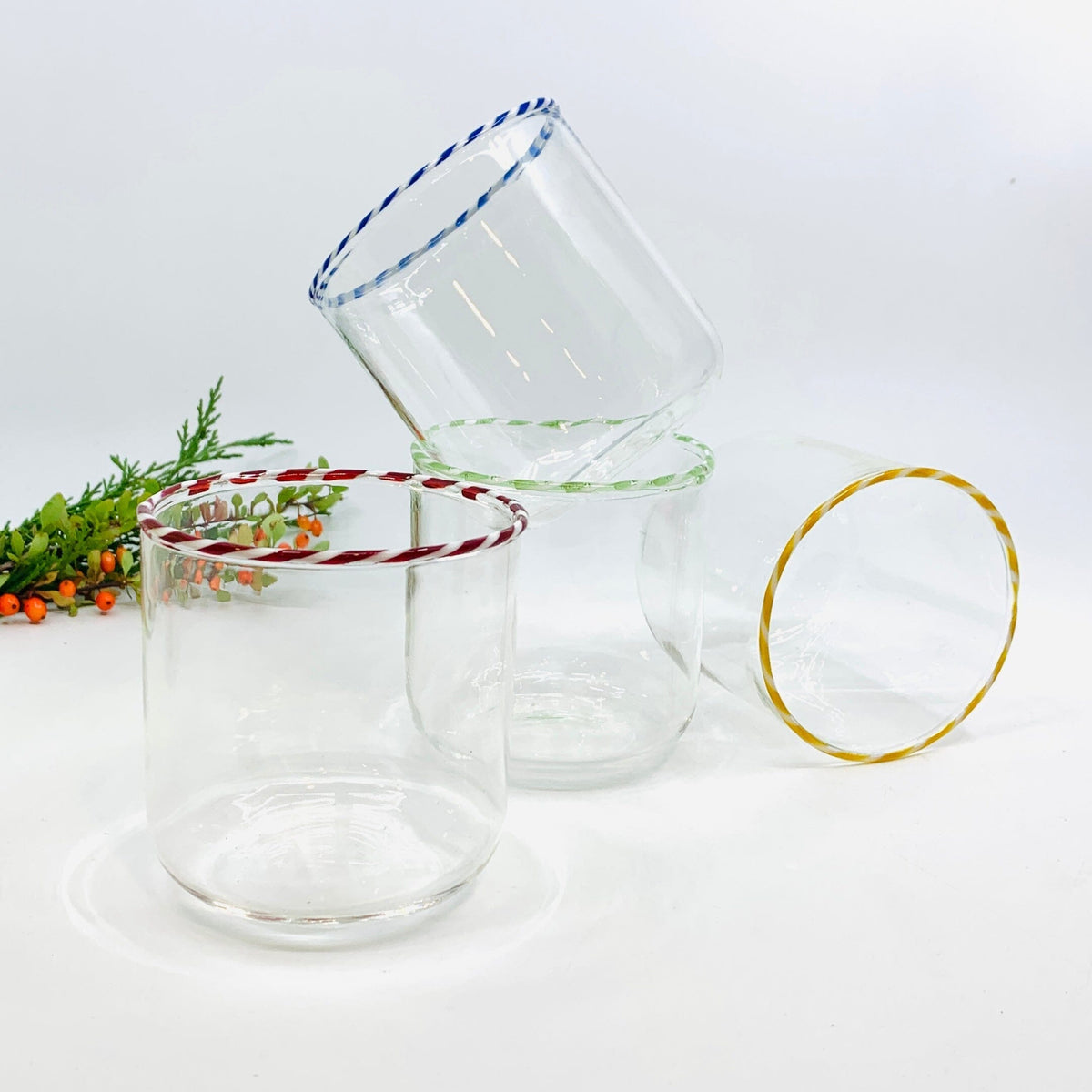 Candy Cane Rim Glass, Gold Decor Creative Co-Op 