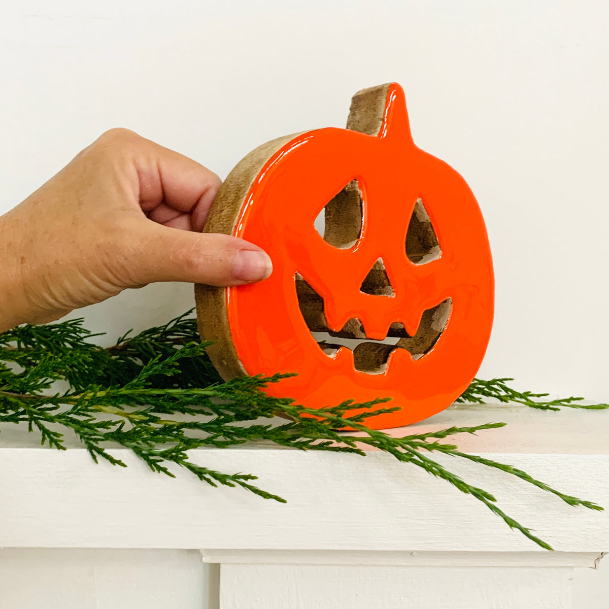 Wooden Jack-O-Lantern, Medium