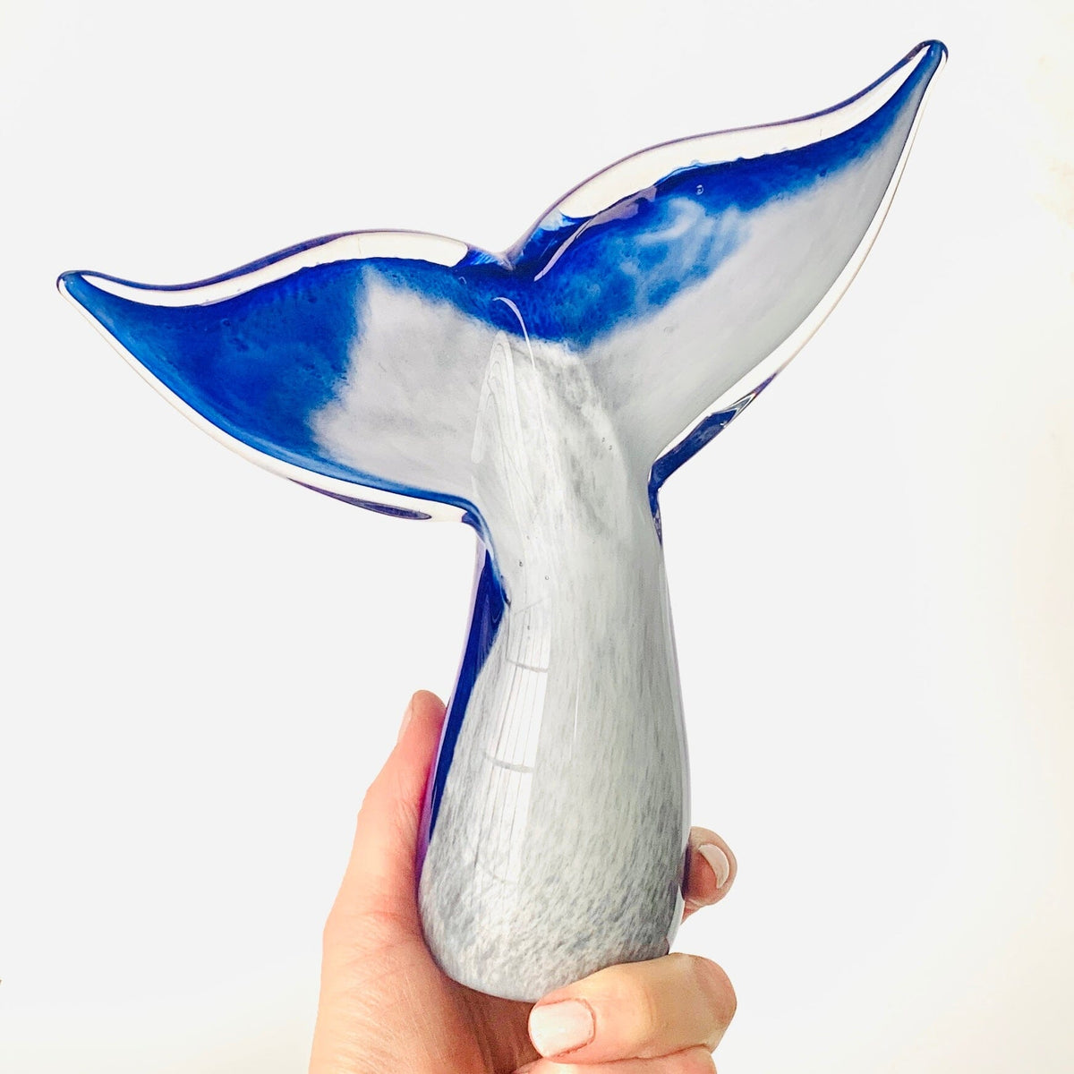 Glass Whale Tail Paperweight Decor Chesapeake Bay 