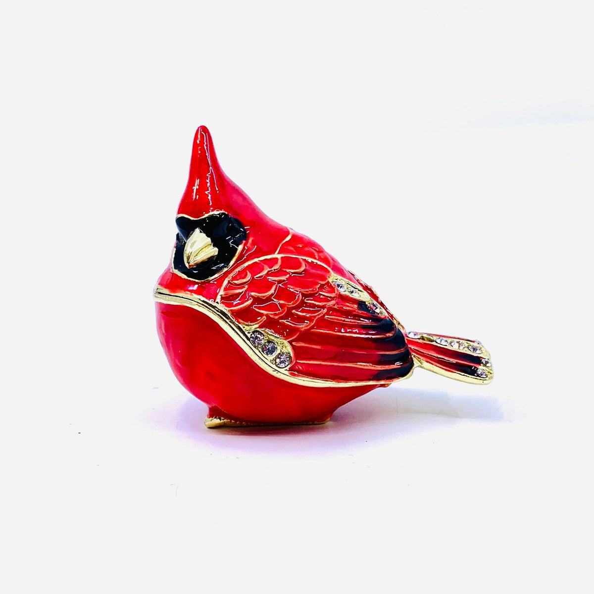 Bejeweled Enamel Trinket Box 11, Cardinal