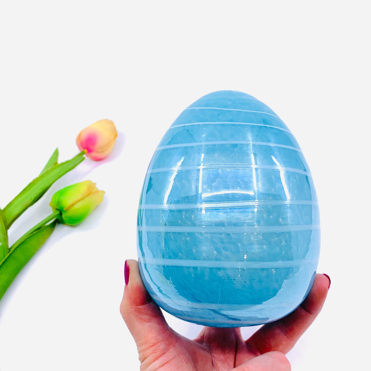 Large Blown Striped Eggs, Blue Diamond Star 