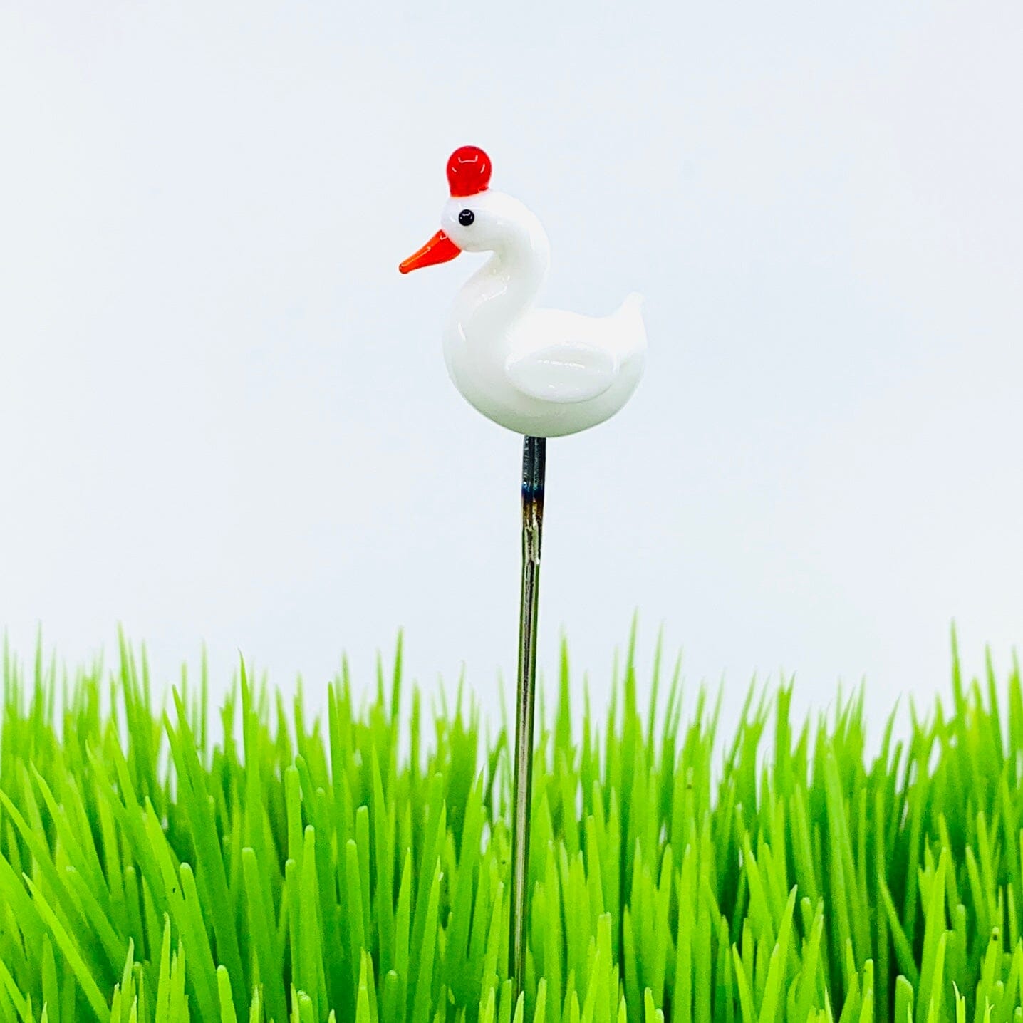 Tiny Glass Animal Garden Stake 10, Chicken Decor - 