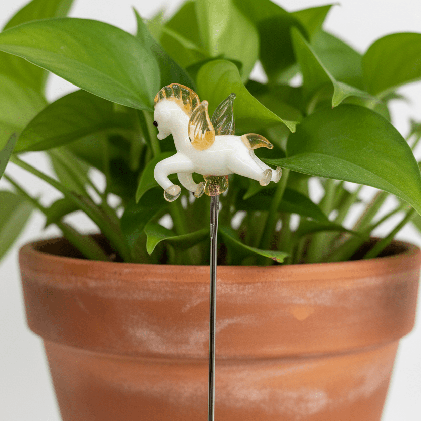 Tiny Glass Animal Garden Stake 21, Pegasus Decor - 