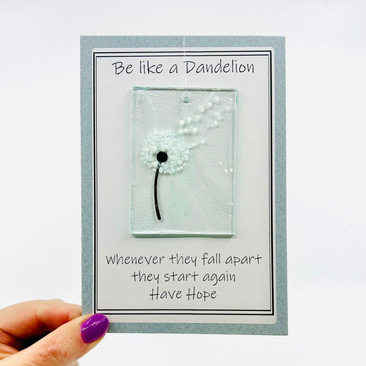 Fused Glass "Be Like a Dandelion” Suncatcher Decor Glimmer Glass Gifts 