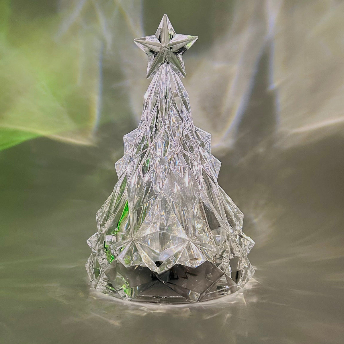 Acrylic Light-Up Crystal Cut Tree, Clear Decor GANZ 