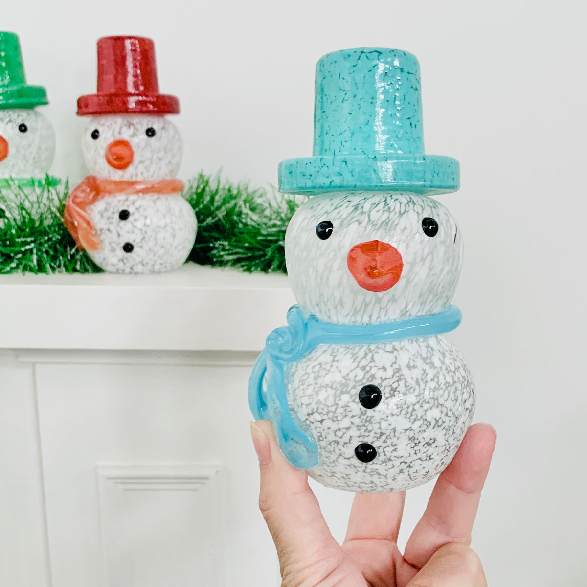 Blown Glass Snowman - Blue Scarf