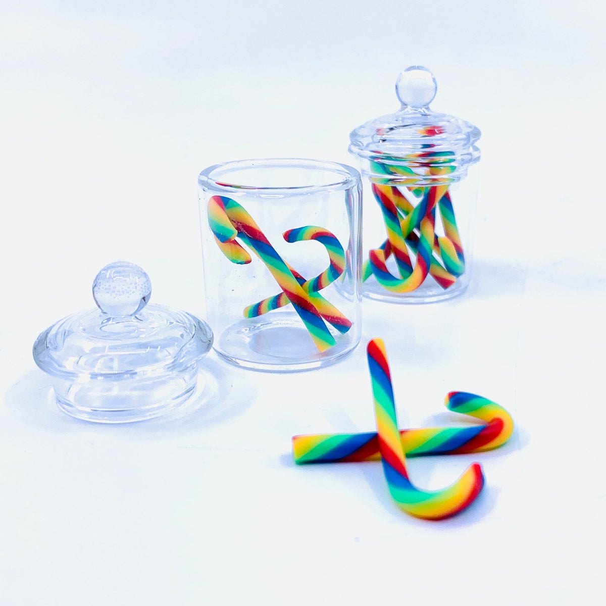 Tiniest Glass Jar of Rainbow Candy Canes Miniature - 