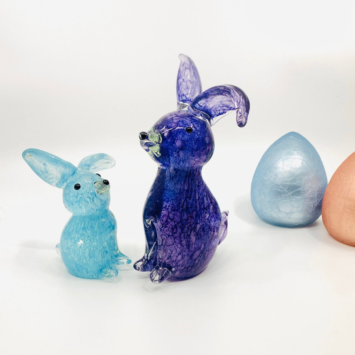 Baby Glass Bunny, Fluffy Blue Bum Decor Chesapeake Bay 