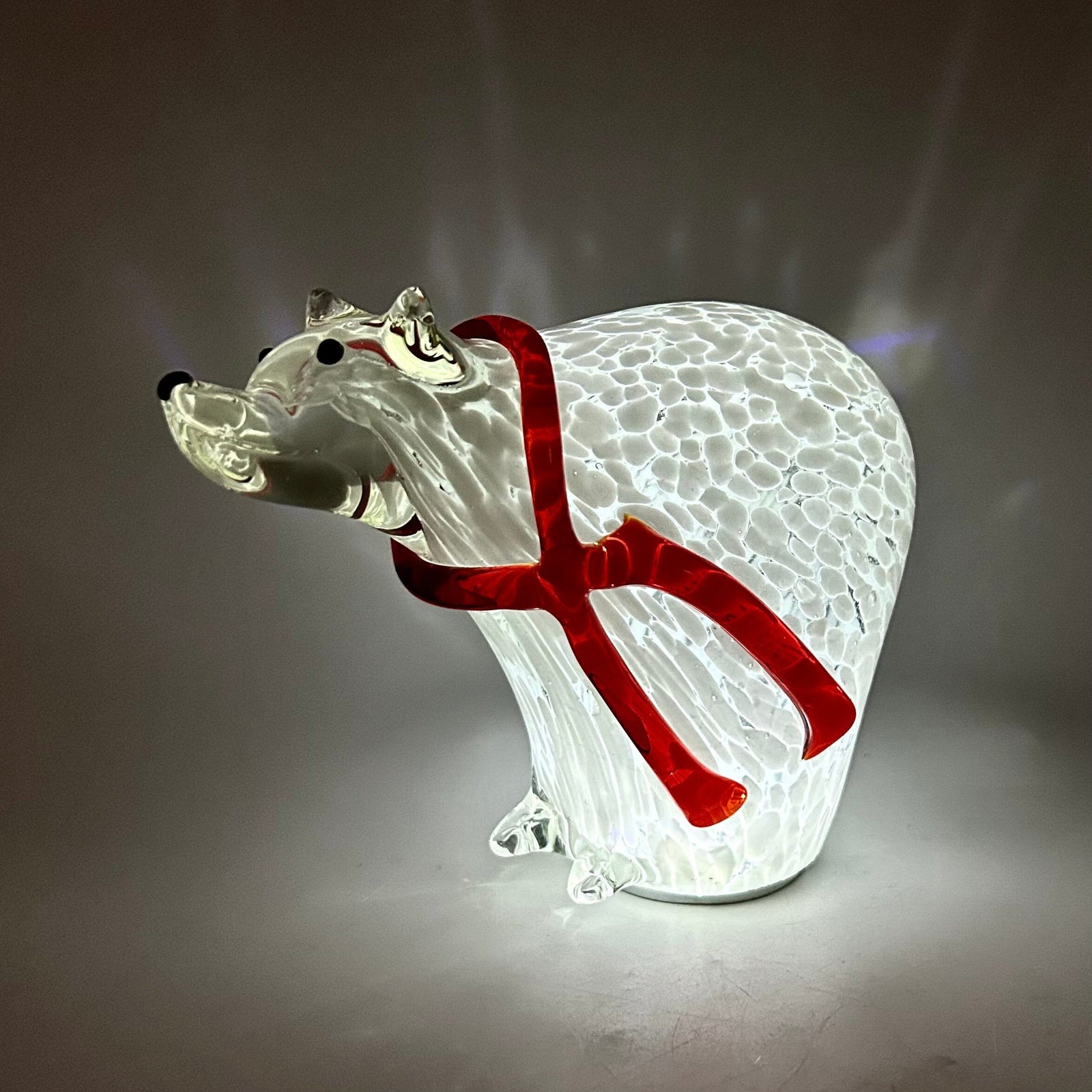 5” Lite-Up Blown Glass Polar Bear Diamond Star 