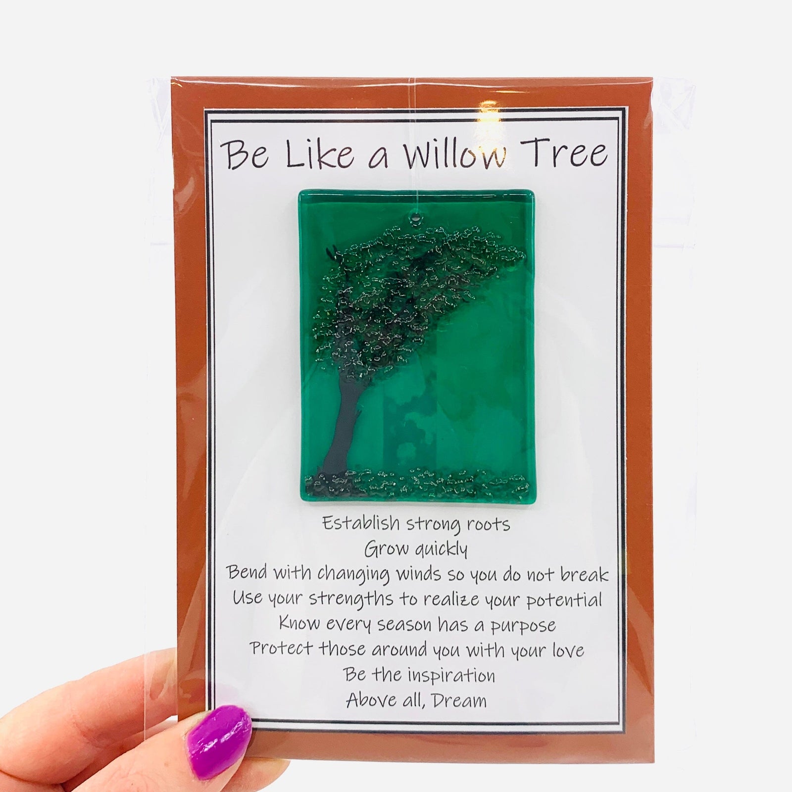 Fused Glass "Be Like a Willow Tree" Suncatcher 7 Decor Glimmer Glass Gifts 