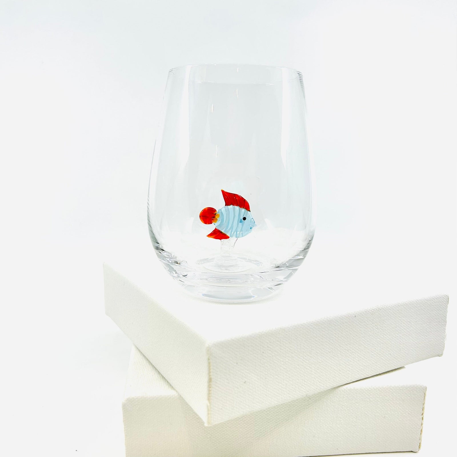 Tiny Animal Large Pour Wine Glass, Tropical Fish Decor Creative Co-Op 