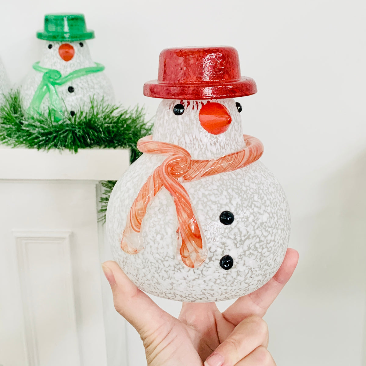 Blown Glass Snowman - Red Scarf