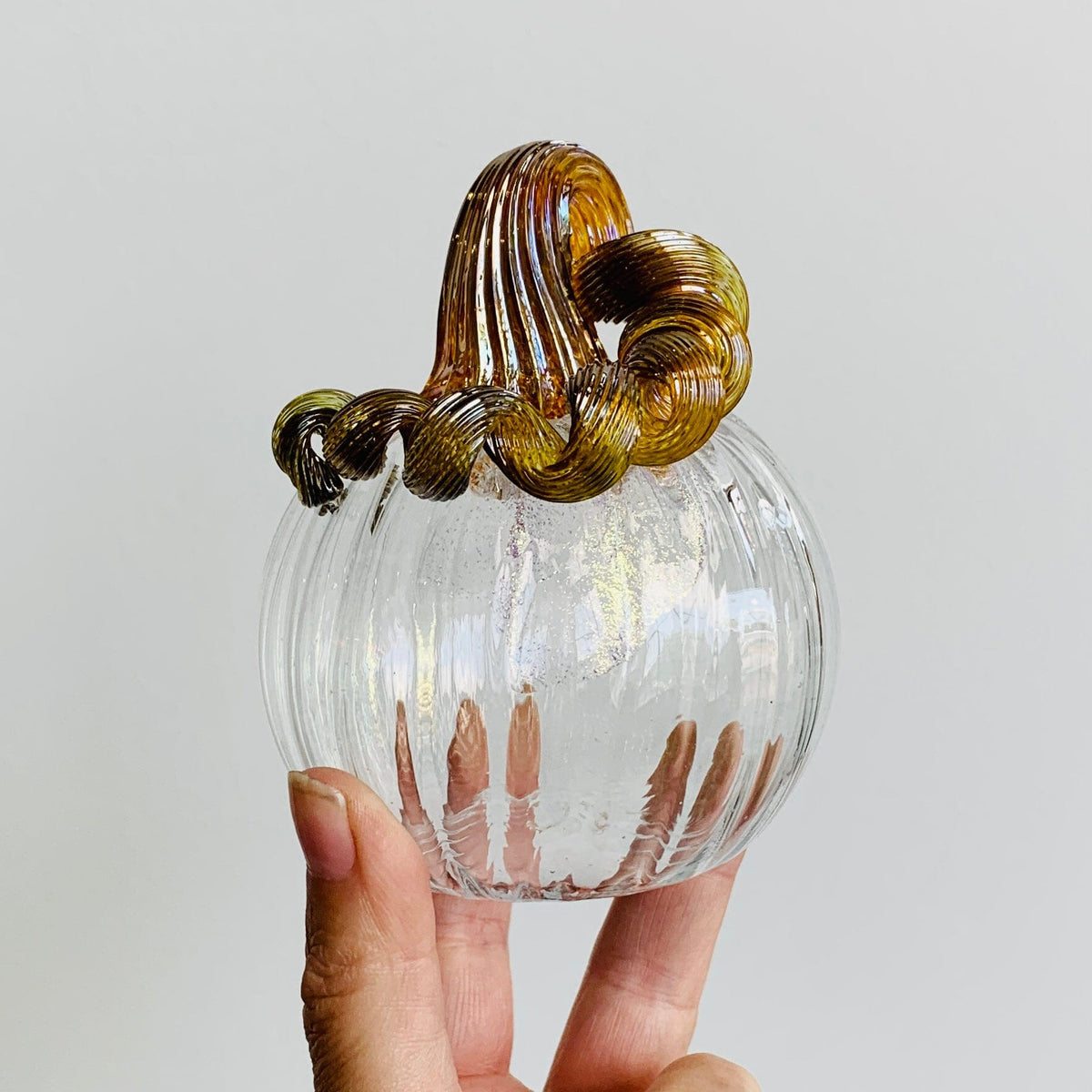 April Birthstone Pumpkin, Diamond Pumpkin Luke Adams Glass Blowing Studio 
