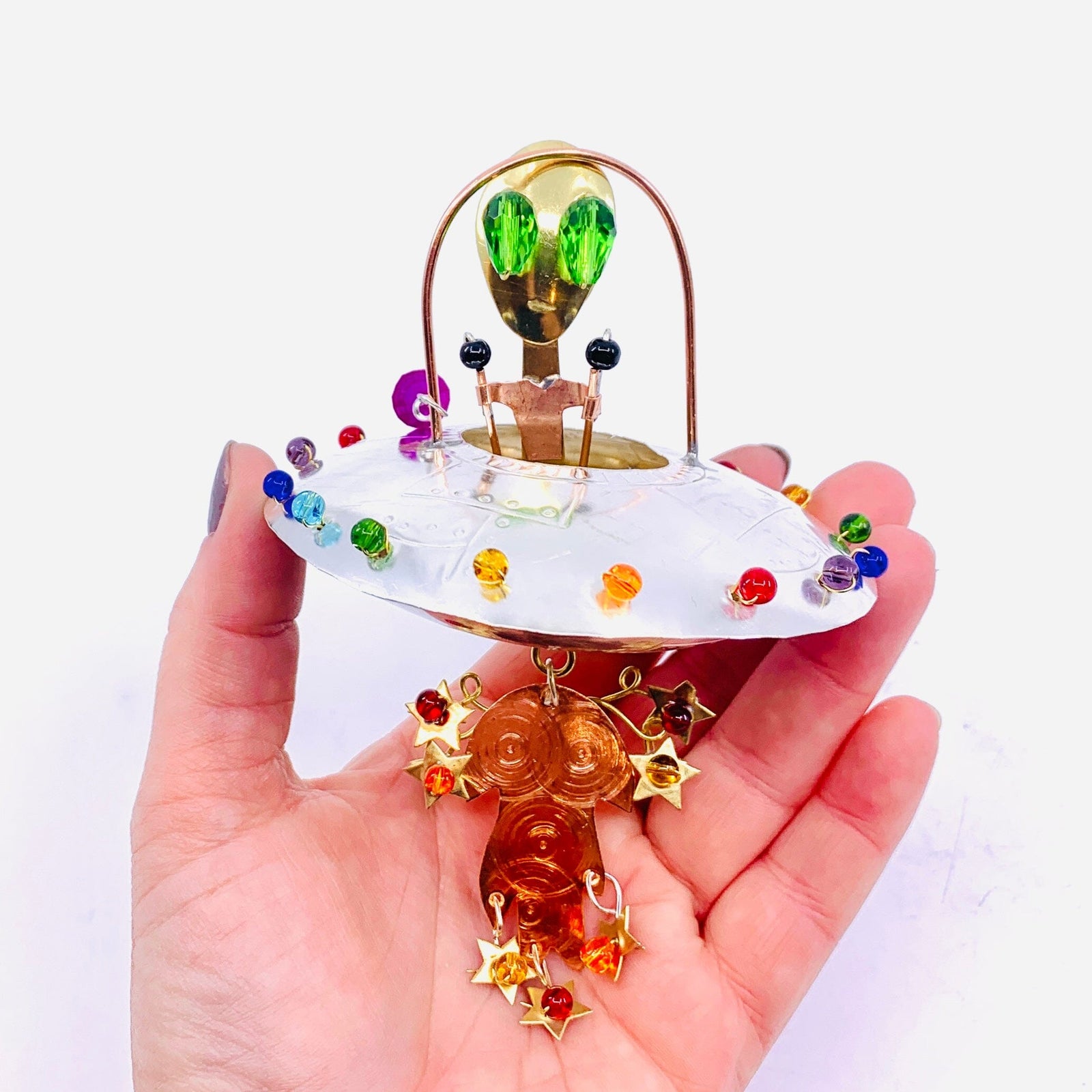 Mixed Metal Ornament, Space Alien 11 Miniature Pilgrim Imports 