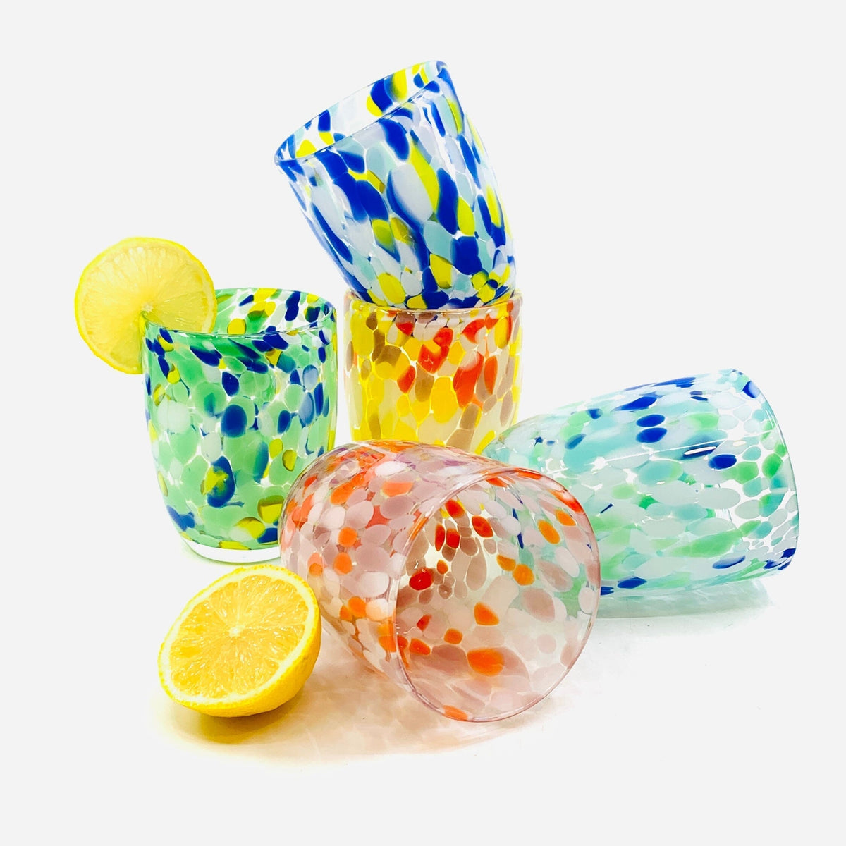 Spotted Glass Tumbler, Mint Decor One Hundred 80 Degrees 