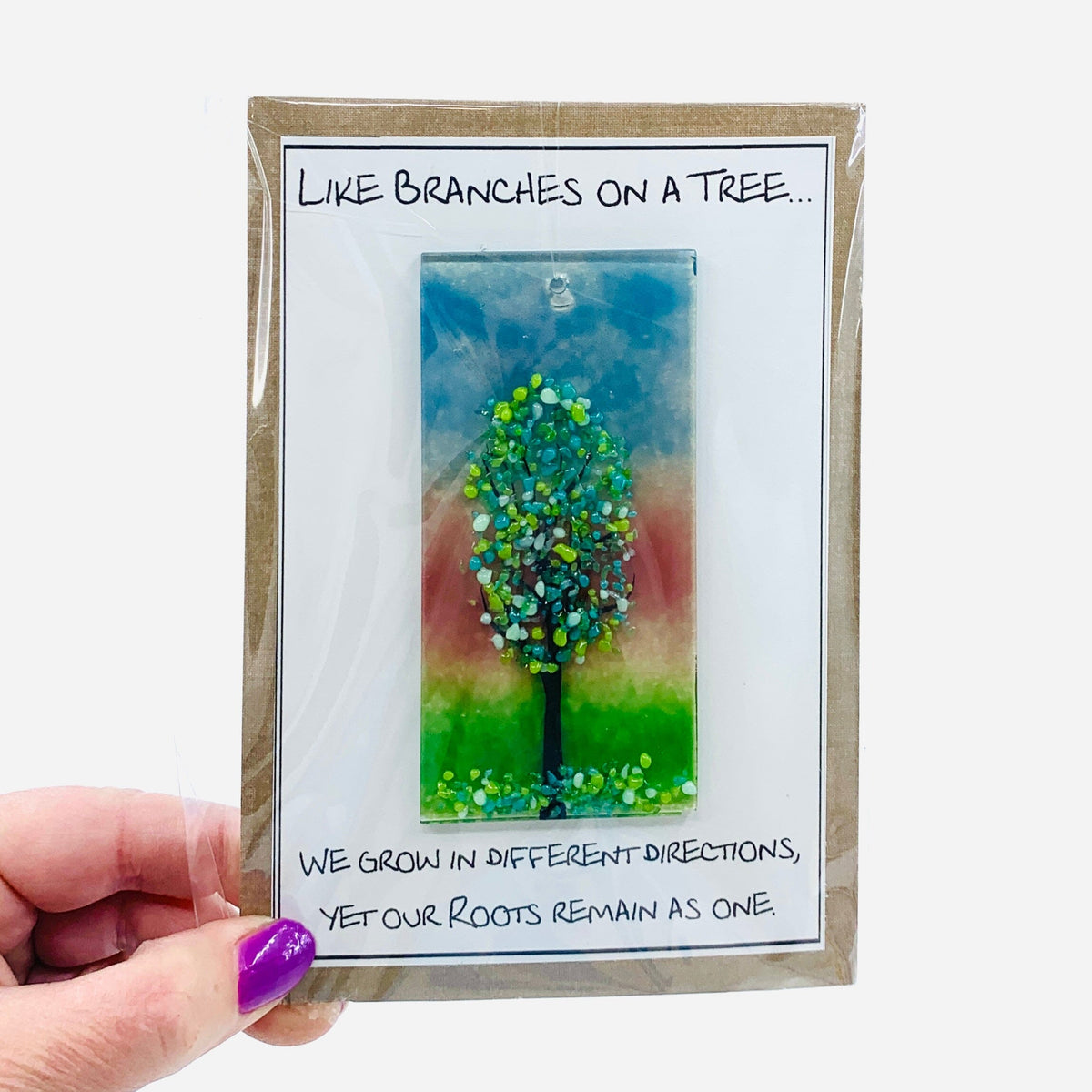 Fused Glass "Like Branches on a Tree” Suncatcher 50 Decor Glimmer Glass Gifts 