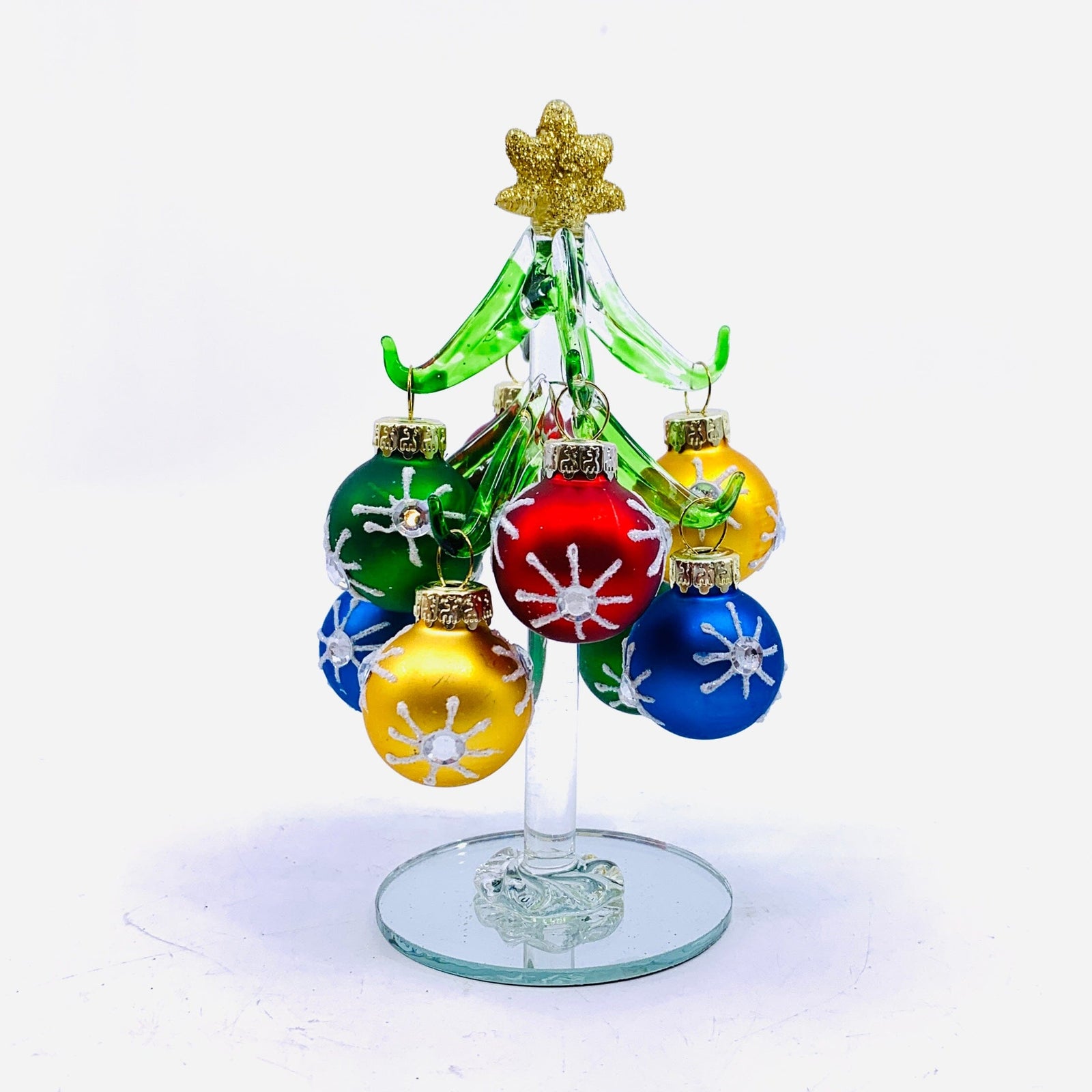 Mini Glass Ornament Tree, Silver Snowflake 23 Decor Gift Essentials 