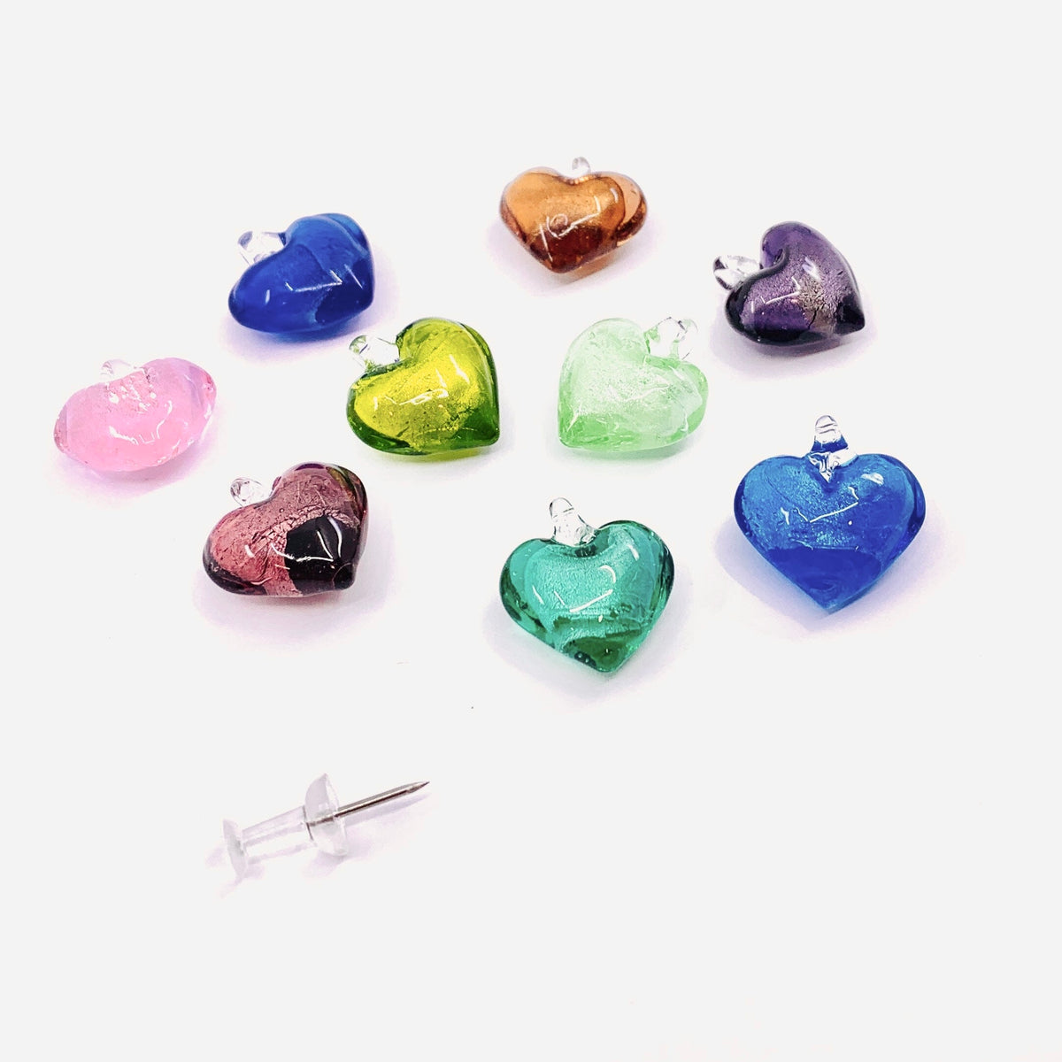 Glass Foil Hearts 271, Pink