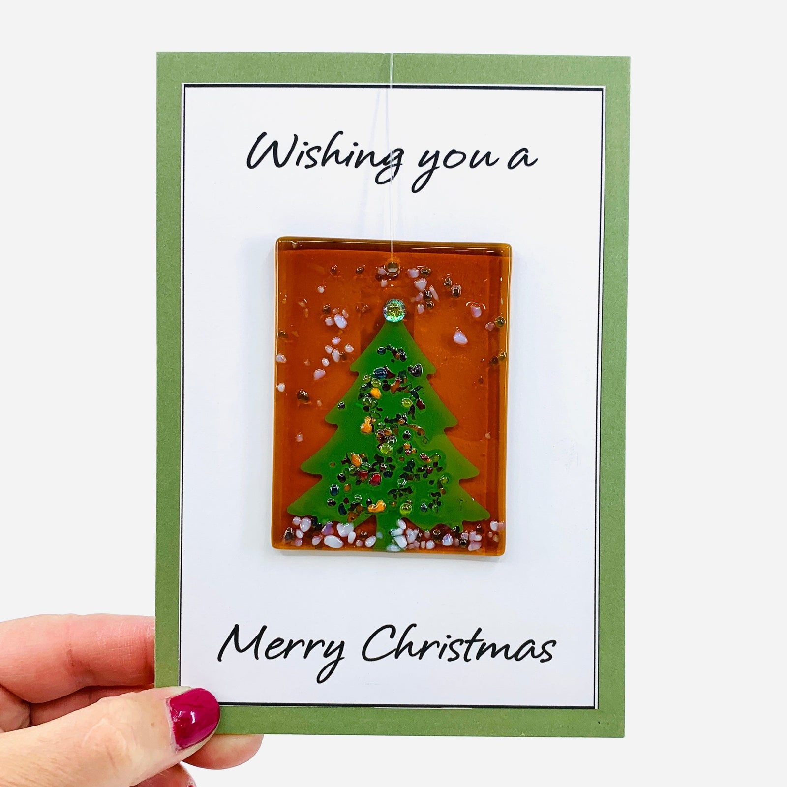 Fused Glass Christmas Tree Suncatcher, 12 Decor Glimmer Glass Gifts 