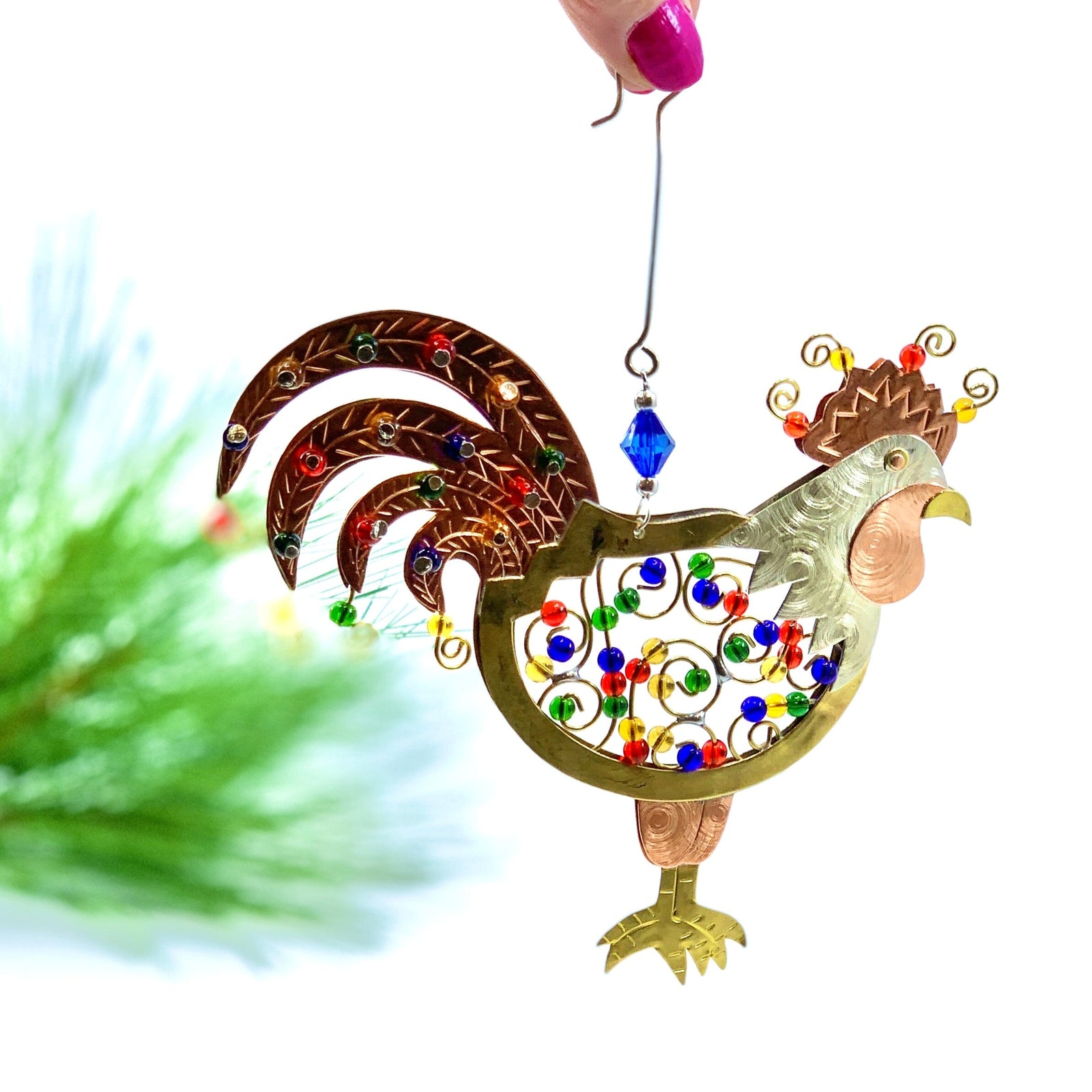 Mixed Metal Ornament, Rise and Shine Rooster 5 Ornament Pilgrim Imports 