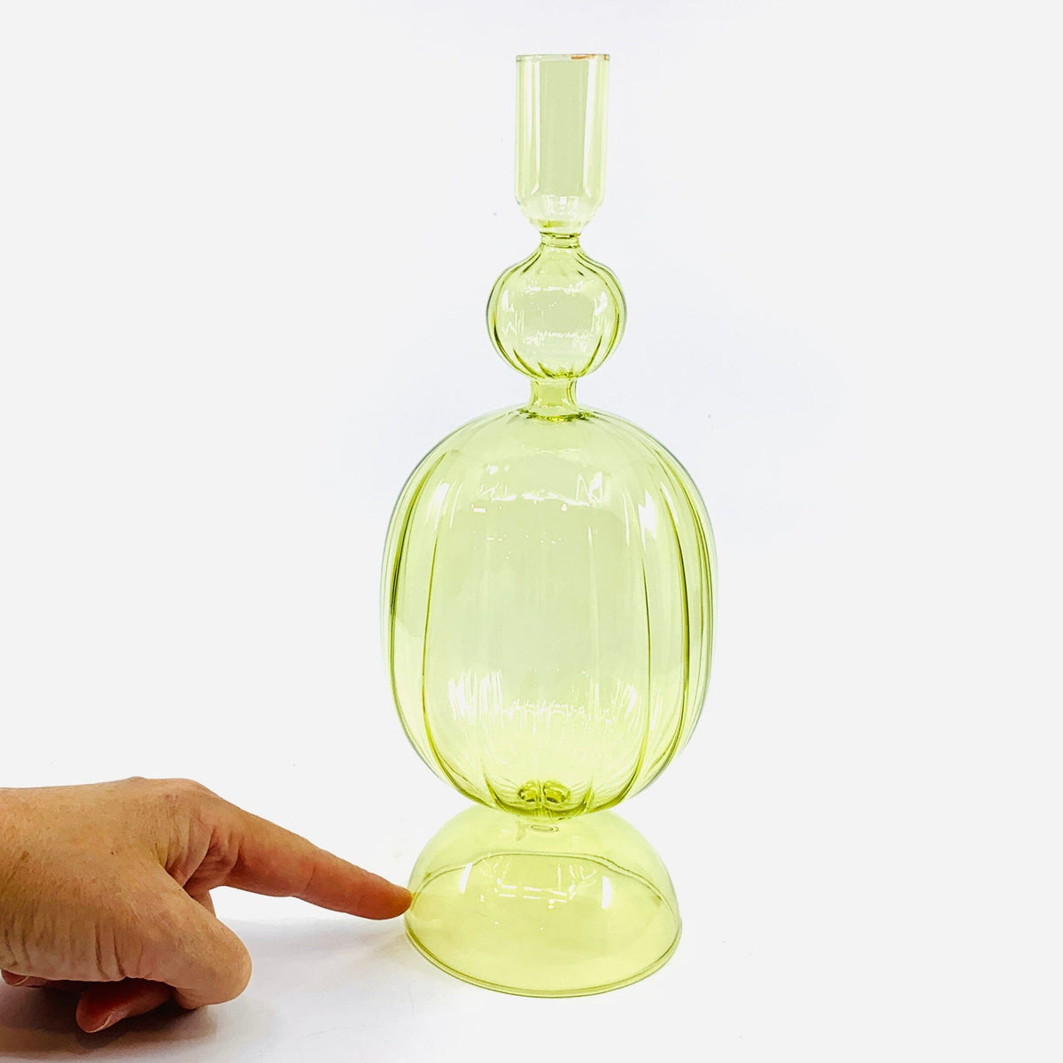 10" Glass Taper Holder Creative Co-Op Green 