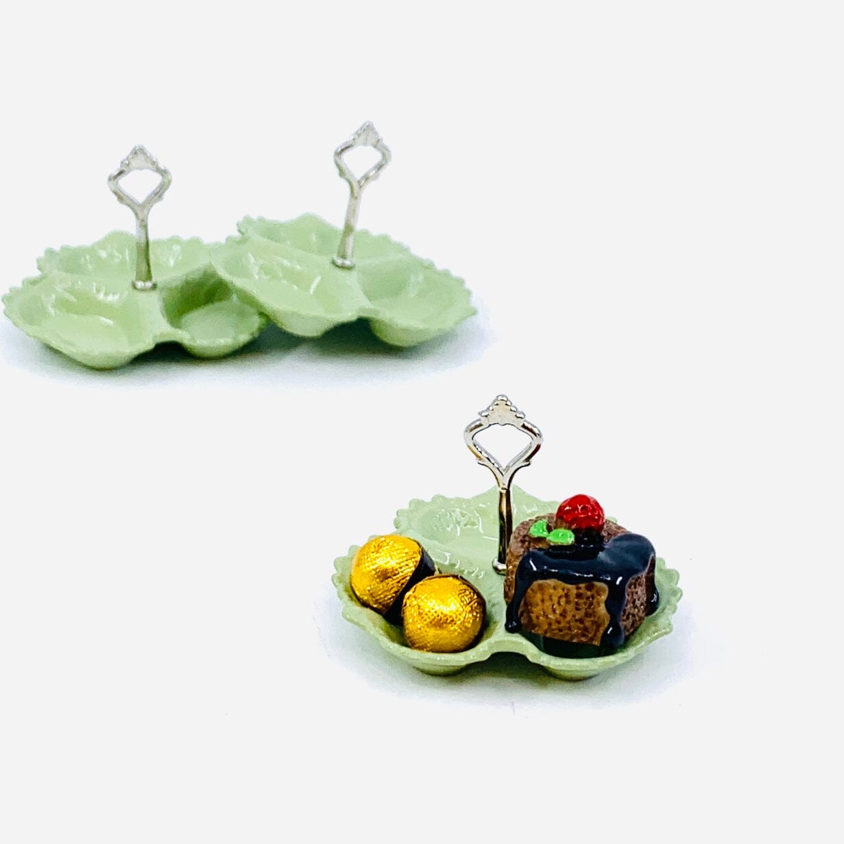 Tiniest 3 Section Serving Dish, Pistachio Miniature - 