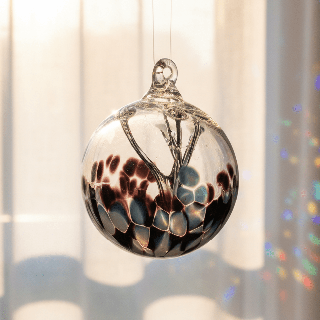 6" Wish Ball Ornament, Black & White Wish Ball Luke Adams Glass Blowing Studio 