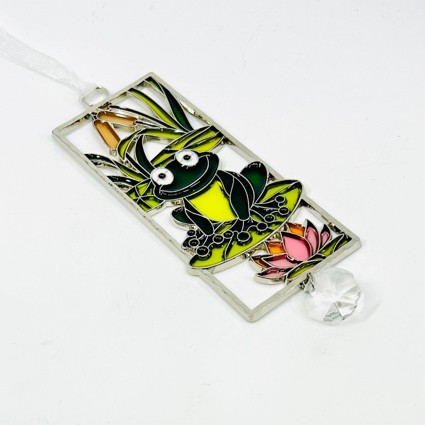 Stained Glass Life is Beautiful Ornaments, Frog Decor GANZ 