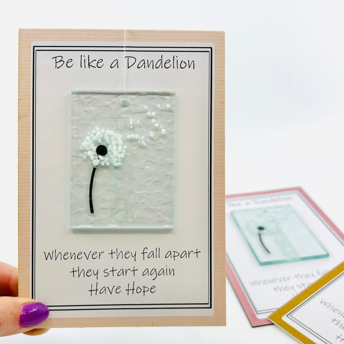 Fused Glass "Be Like a Dandelion” Suncatcher Decor Glimmer Glass Gifts 