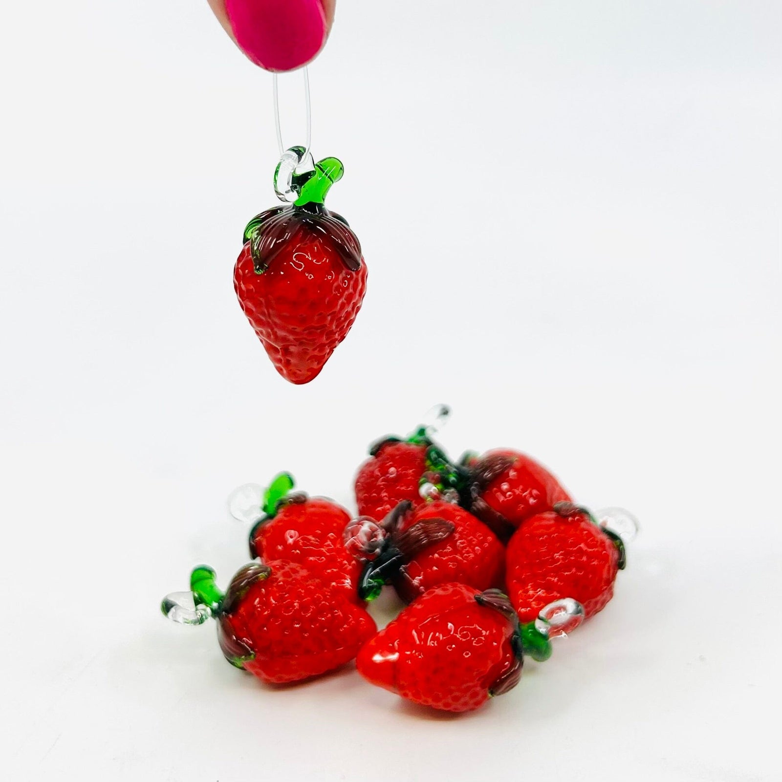 Tiny Glass Strawberry Ornament 250 Miniature - 