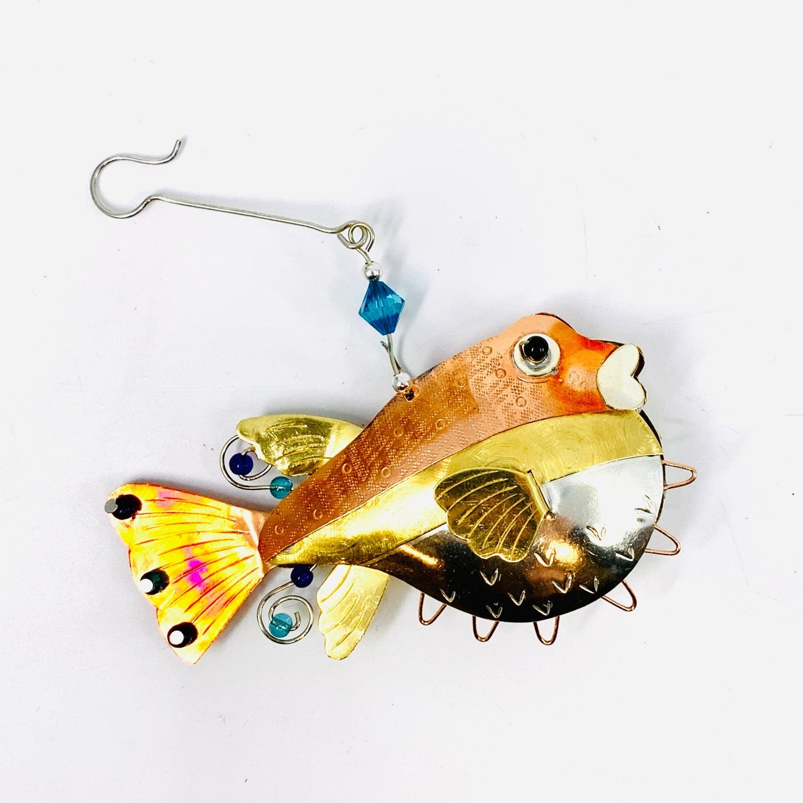Mixed Metal Ornament, Pufferfish Miniature Pilgrim Imports 