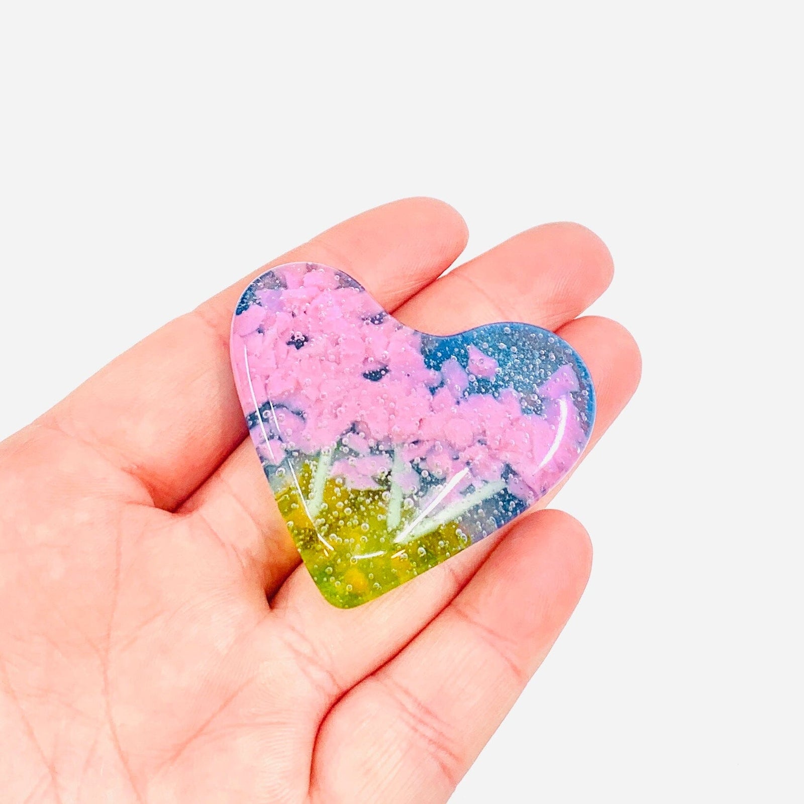 Fused Pocket Heart, Pink Hydrangea Miniature Jean 