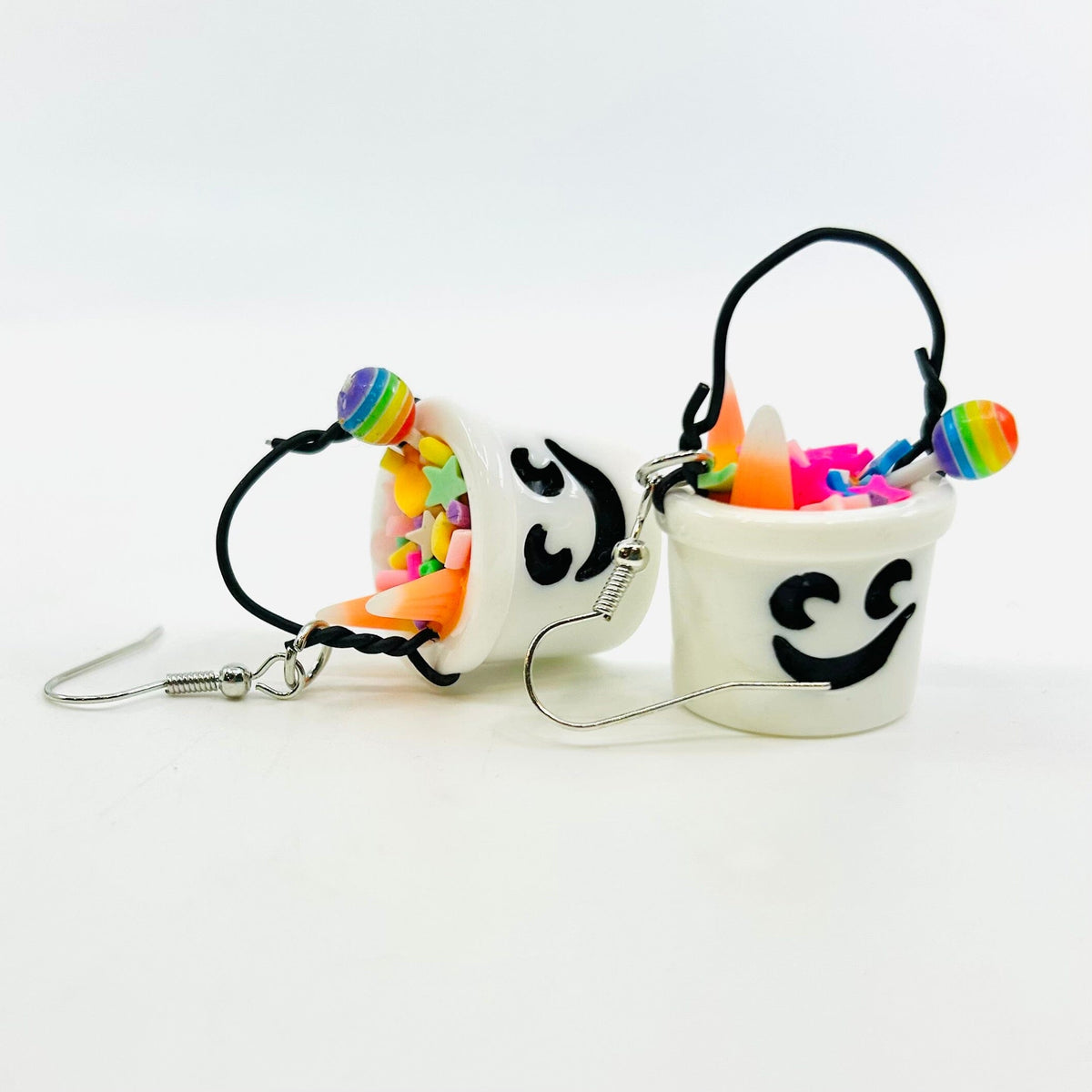 Halloween Bucket Earrings, Ghost - 
