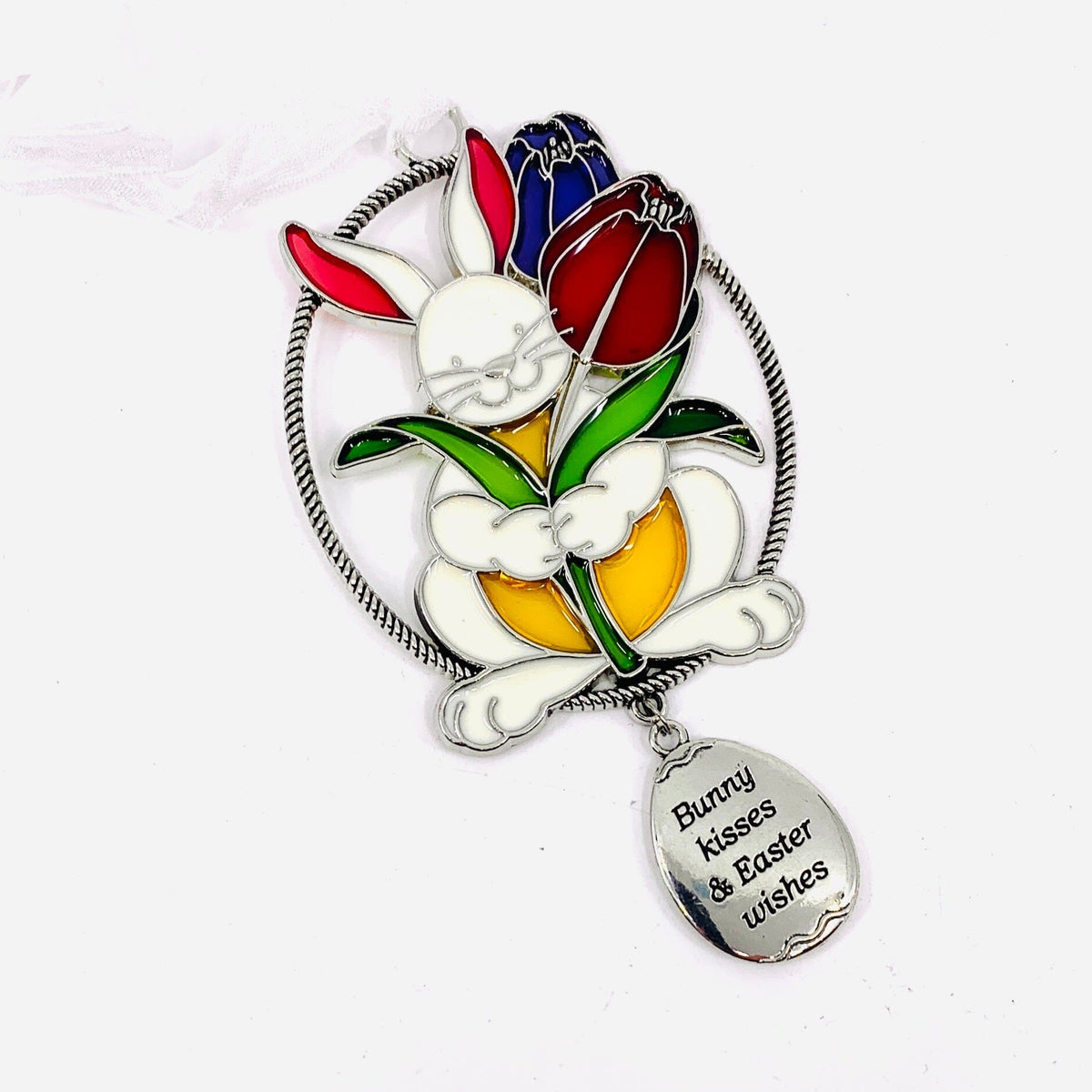 Stained Glass Easter Ornaments, Bunny Decor GANZ 