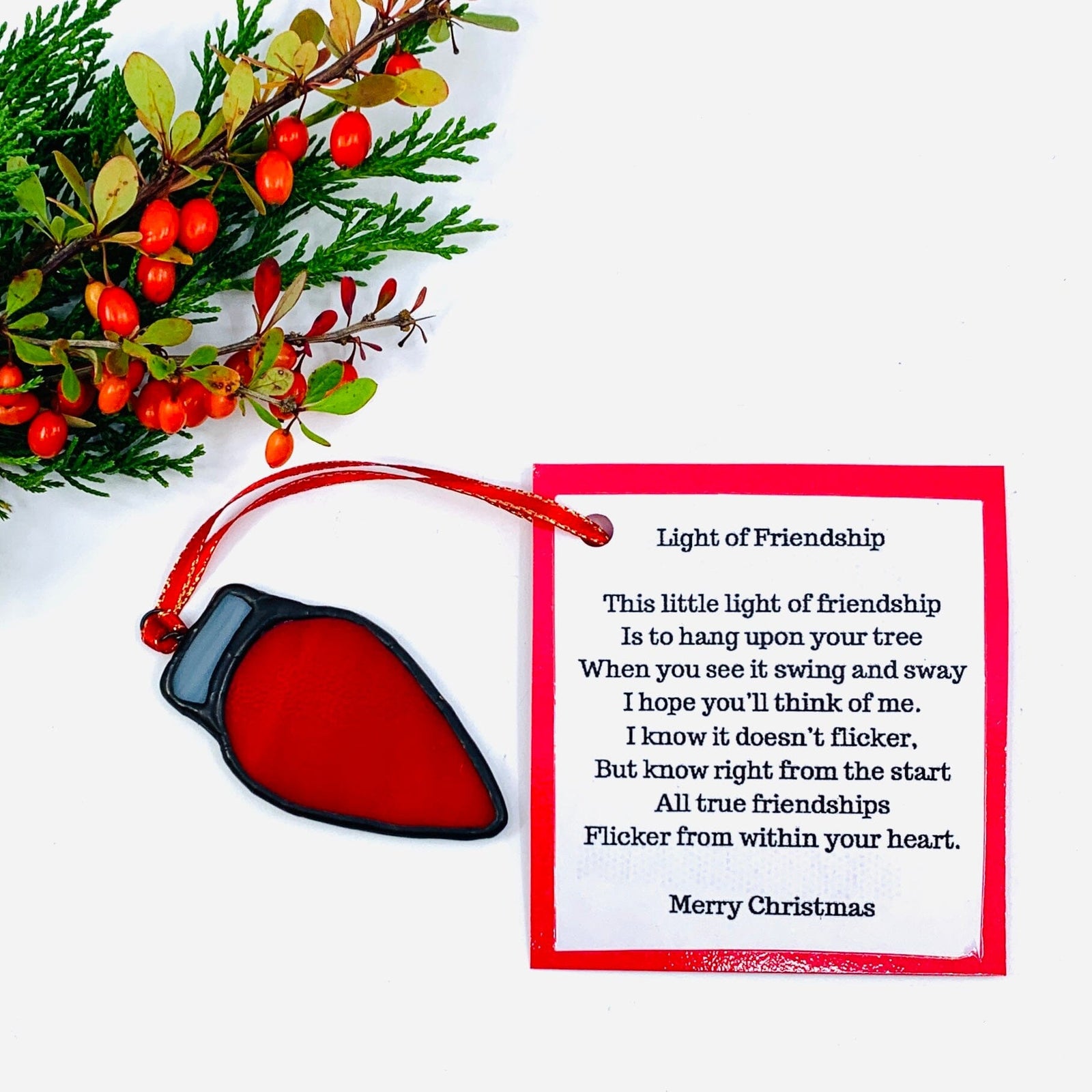 Stained Glass Suncatcher, Vintage Red Bulb Decor Michelle Bachand Dowling 