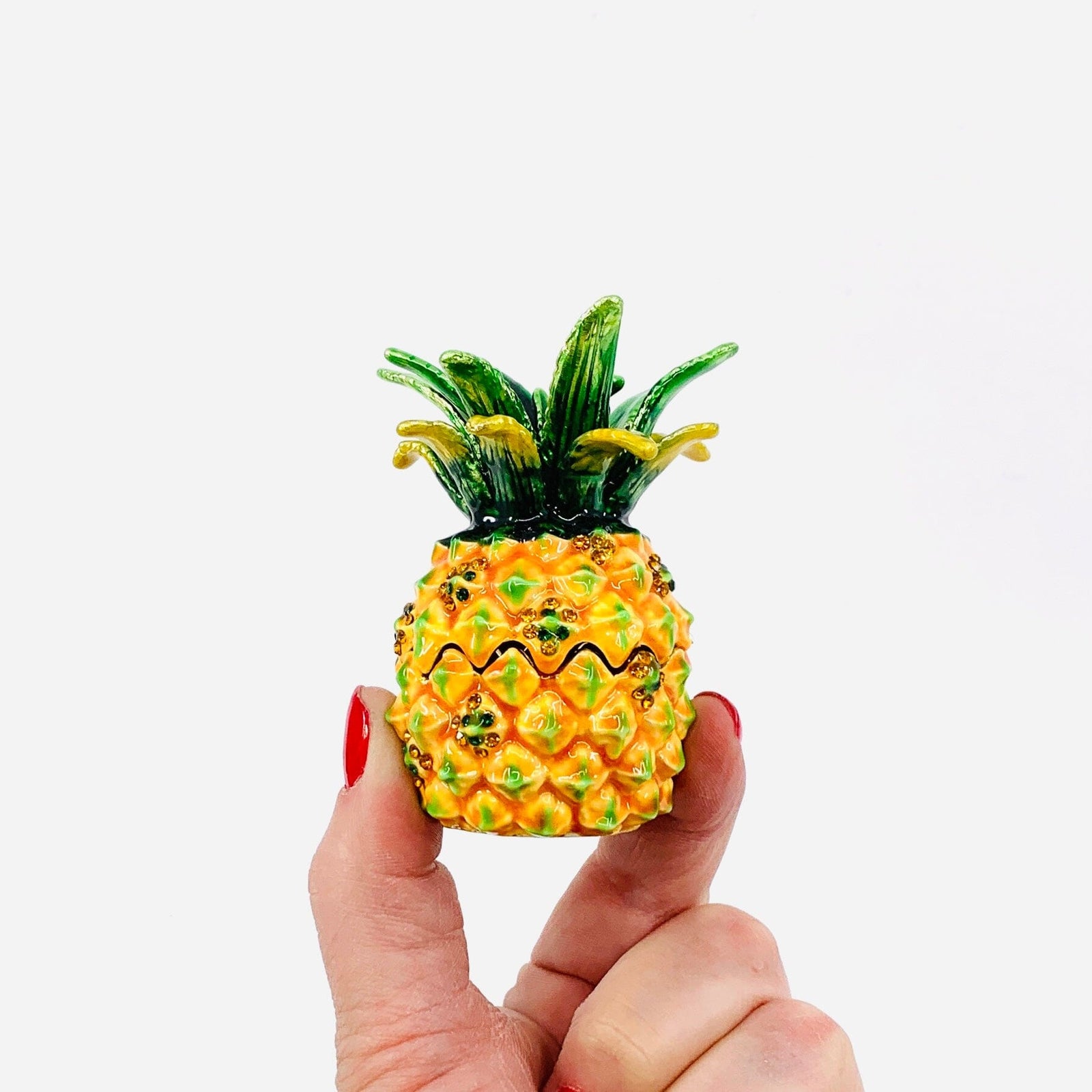 Bejeweled Enamel Trinket Box 27 - Pineapple Decor Kubla Craft 