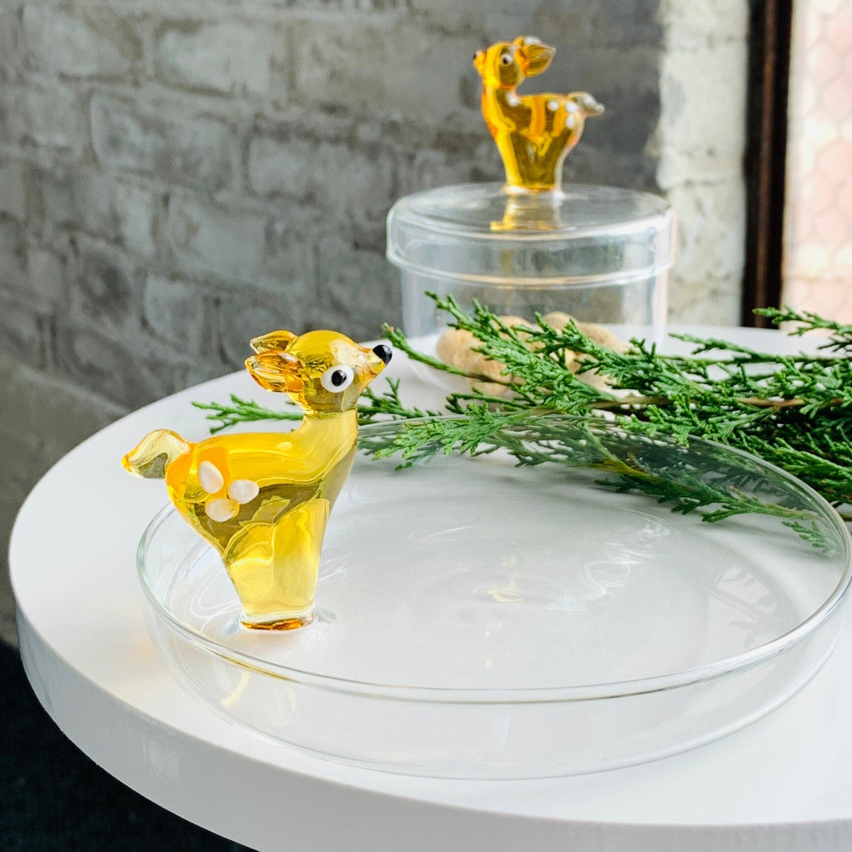 Glass Icon Reindeer Jar Creative Co-Op 