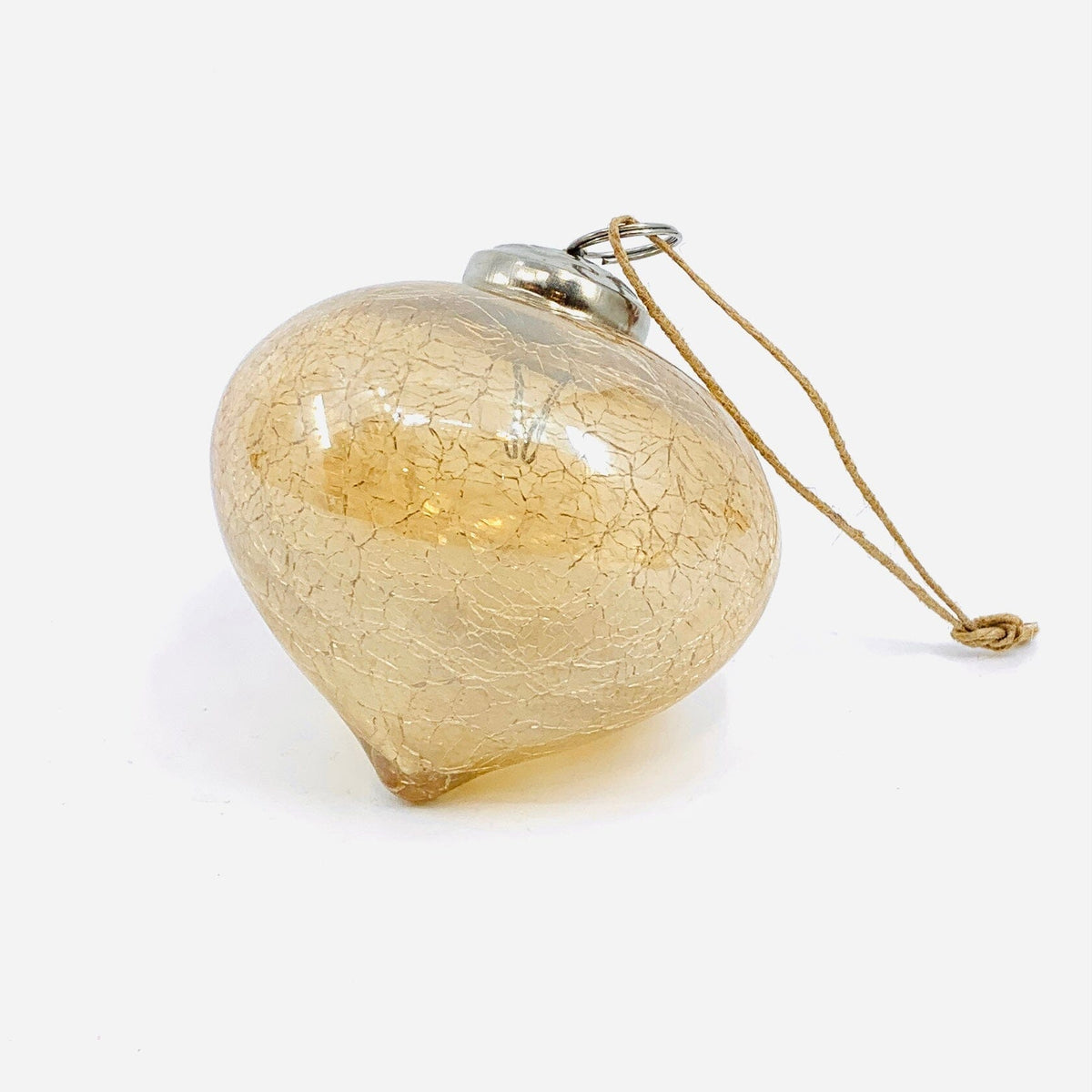 Crackle Glass Diamond Ornament 6, Champagne