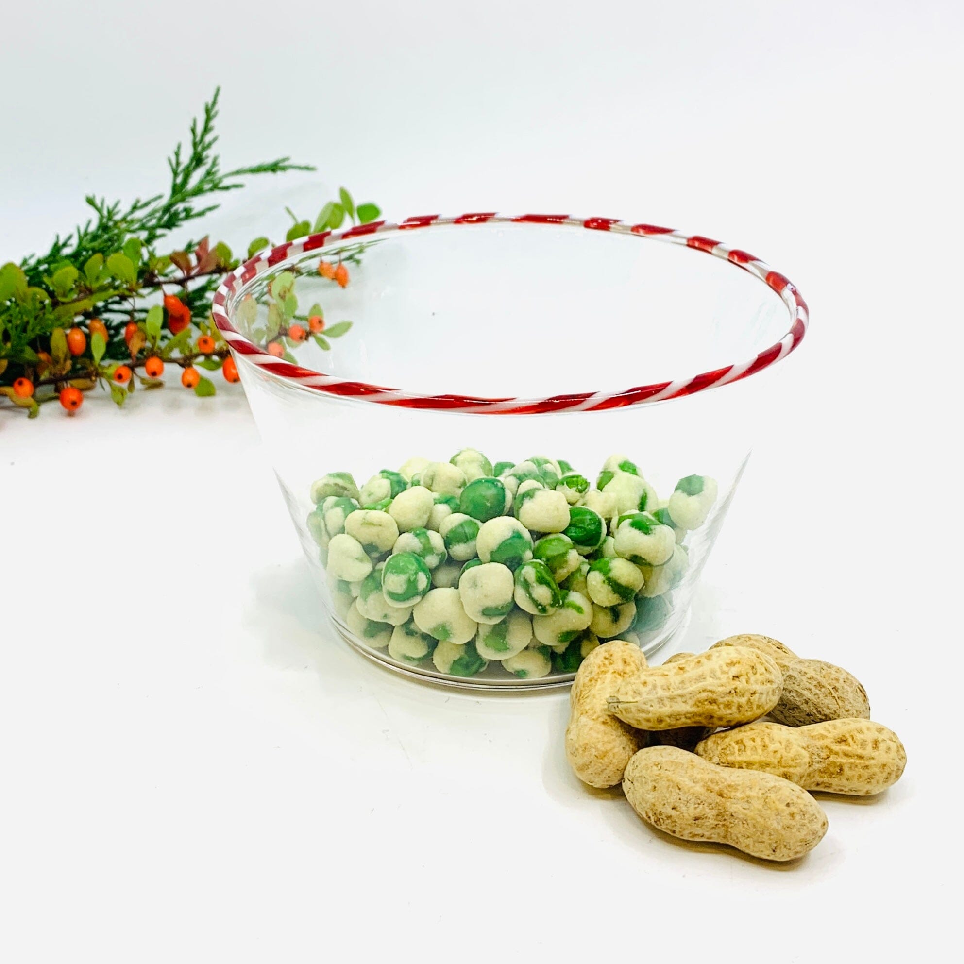 Candy Cane Rim Bowl, Red Decor Creative Co-Op 