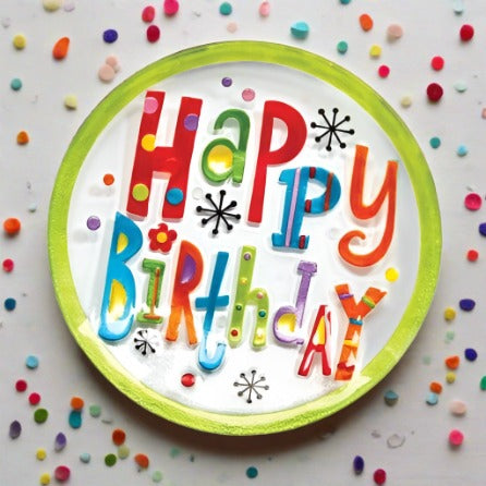 Glass Fusion Plate, Happy Birthday 5 Demdaco 