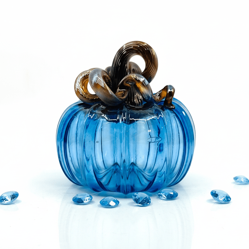 Mini Pumpkin, Tanzanite Pumpkin Luke Adams Glass Blowing Studio 