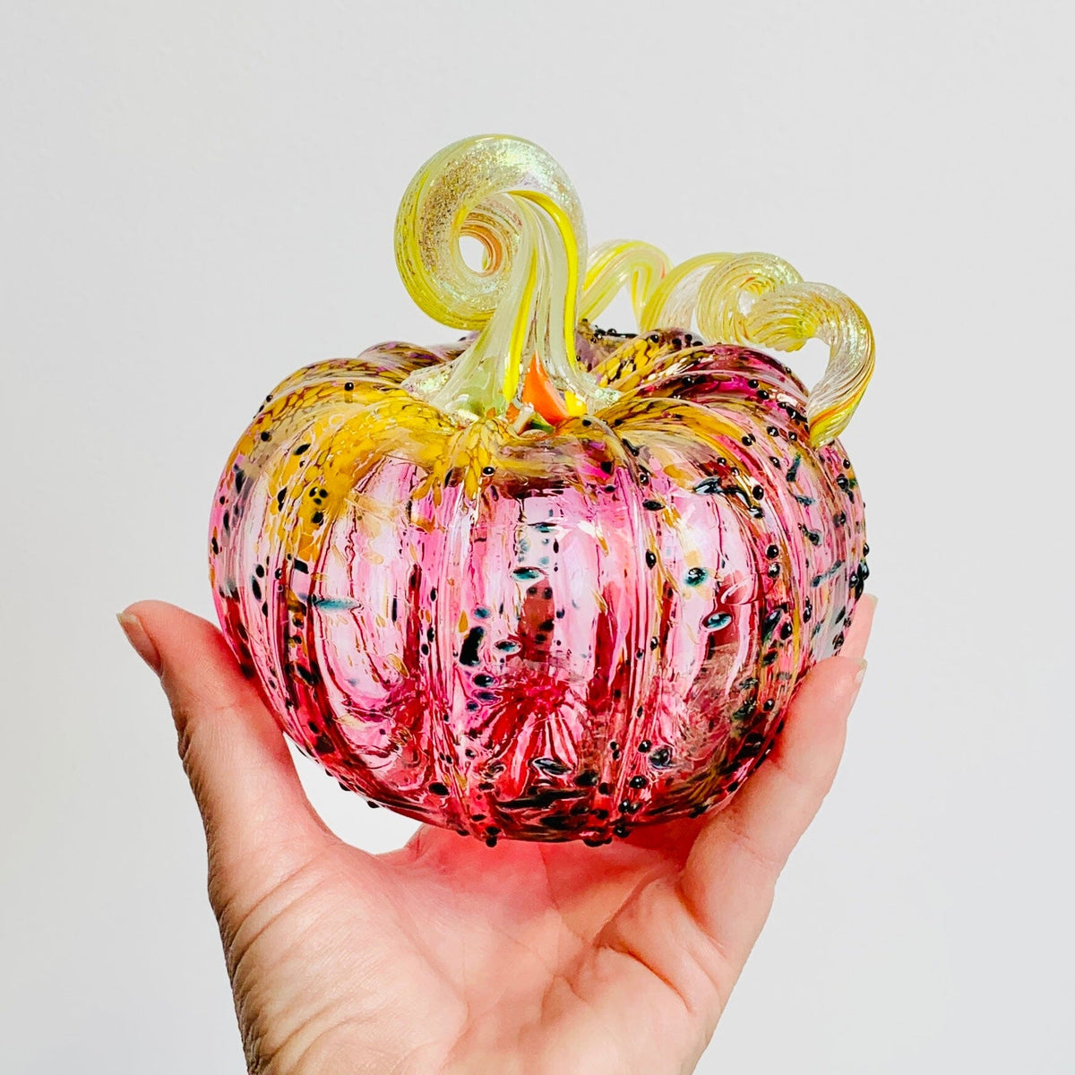 Best Pumpkin of The Day 2957 “Sparkle Raspberry Sorbet” Squat Gabby Luke Adams Glass Blowing Studio 