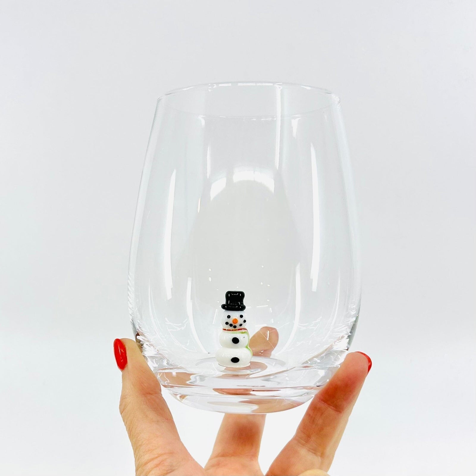Holiday Icon Stemless Wine Glass, Candy Cane Creative Co-Op 