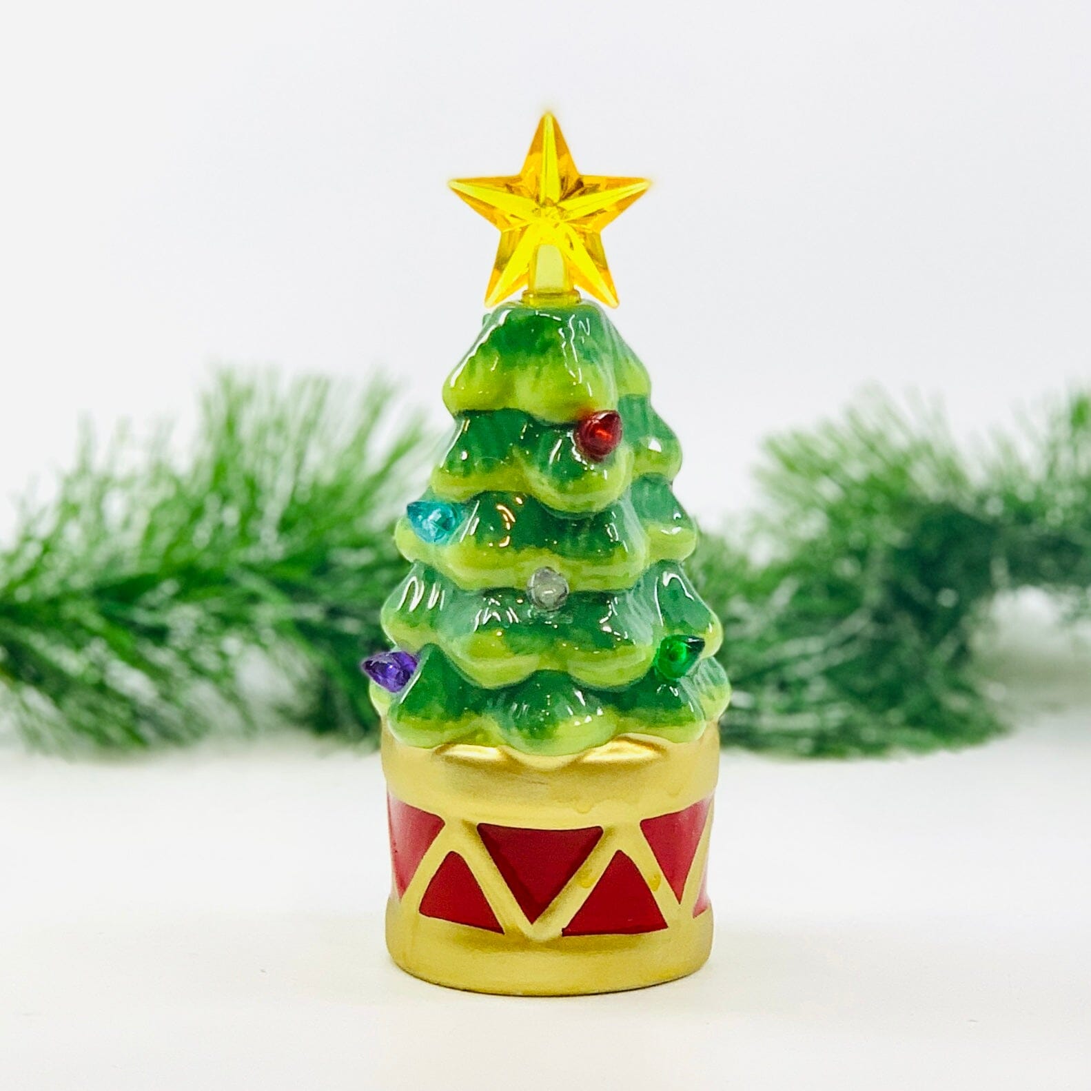 Ceramic Light-Up Holiday Drum Tree GANZ 