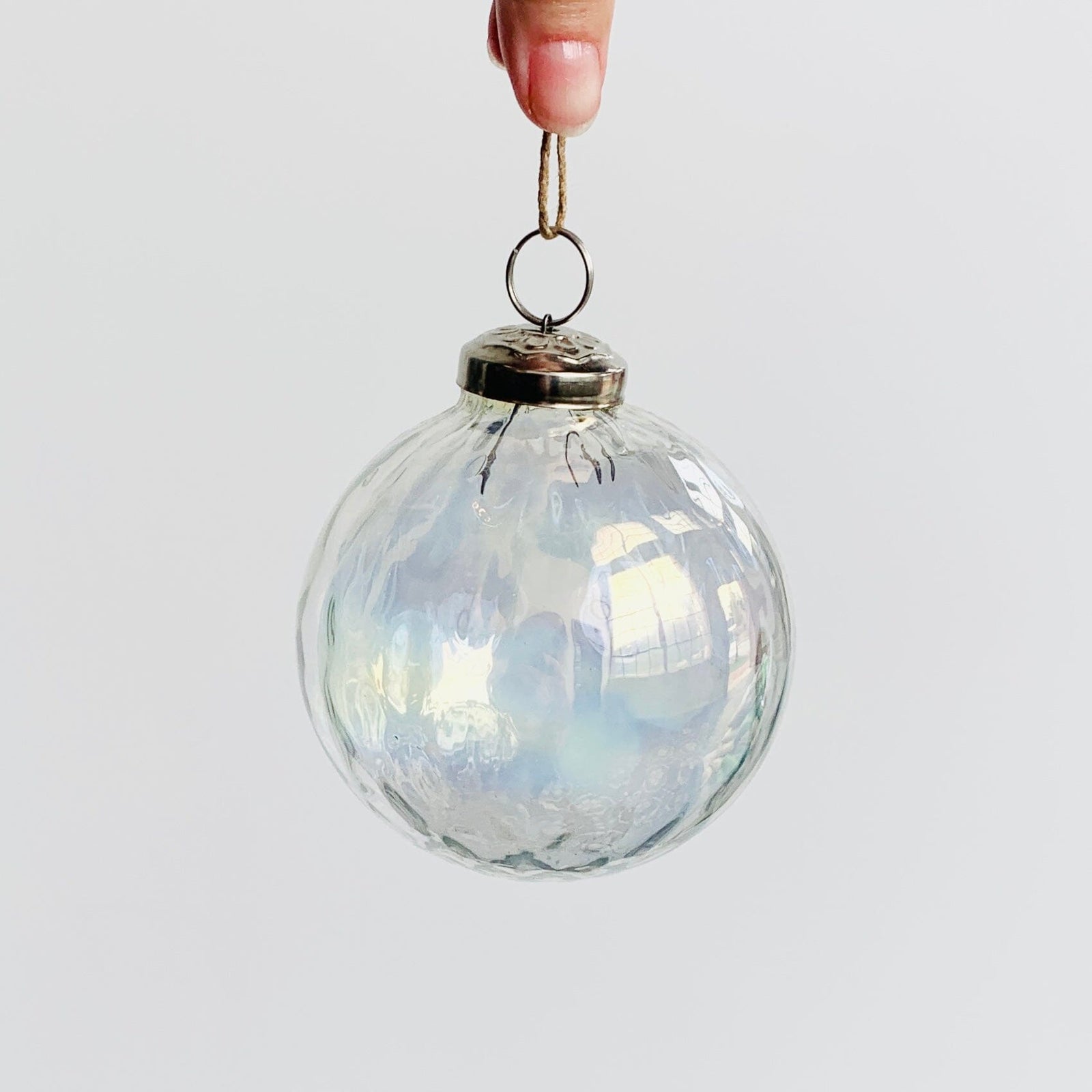 Optic Glass Sphere Ornament 7, Clear Luster India House Brass 