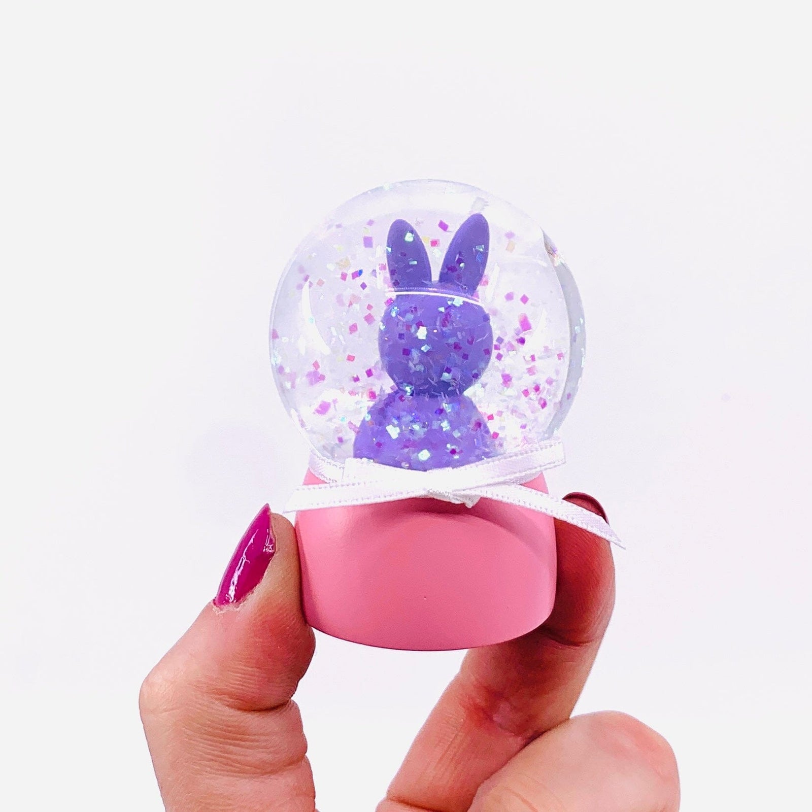 Glass Bunny Snow Globes, Purple One Hundred 80 Degrees 