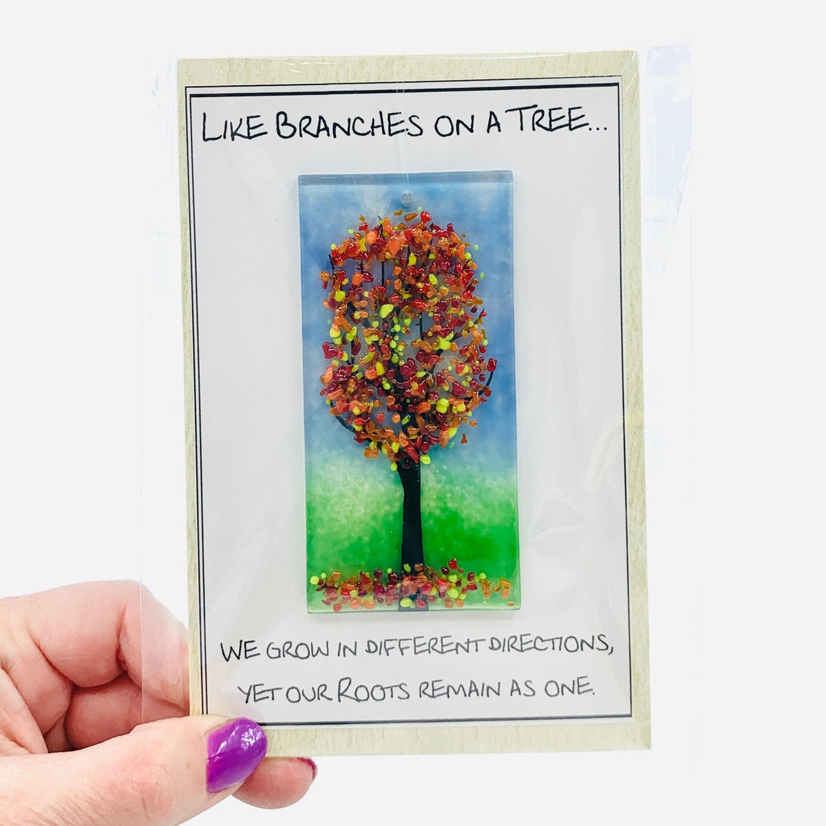 Fused Glass "Like Branches on a Tree” Suncatcher 45 Decor Glimmer Glass Gifts 